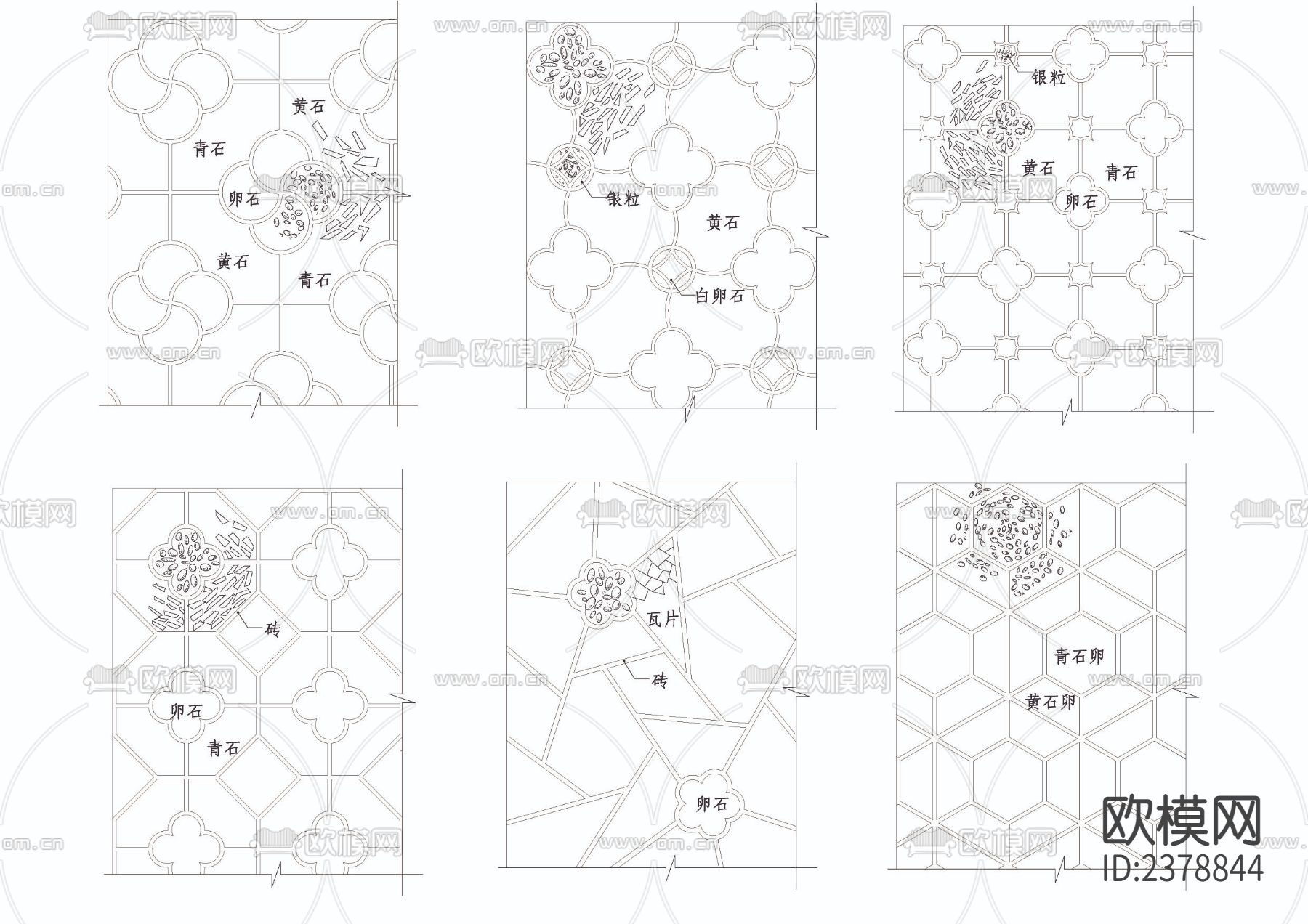 中式路面拼花CAD施工图下载（渲染图3）