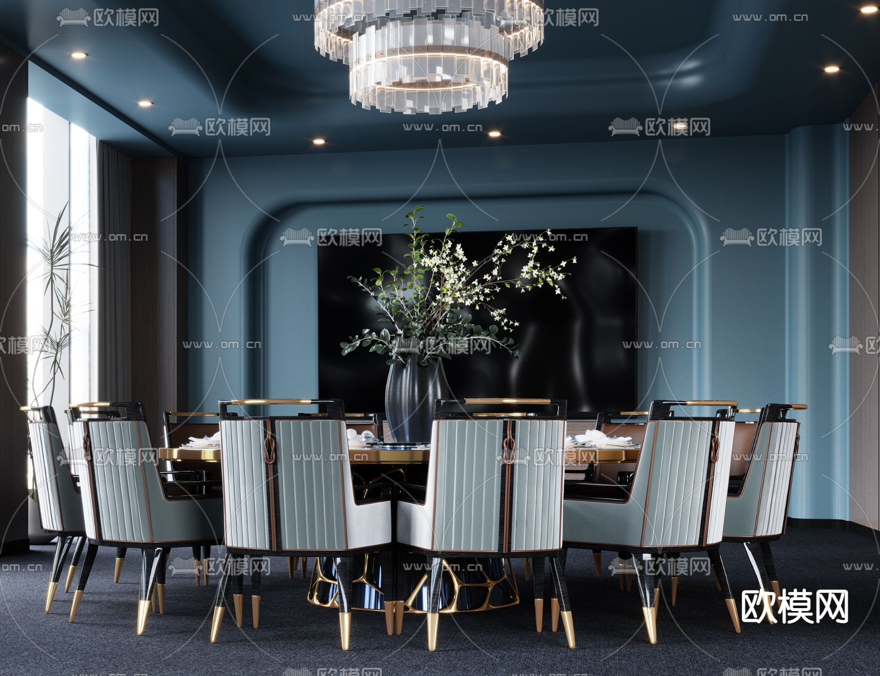 酒店餐厅包房 包厢 包房3d模型下载（渲染图2）