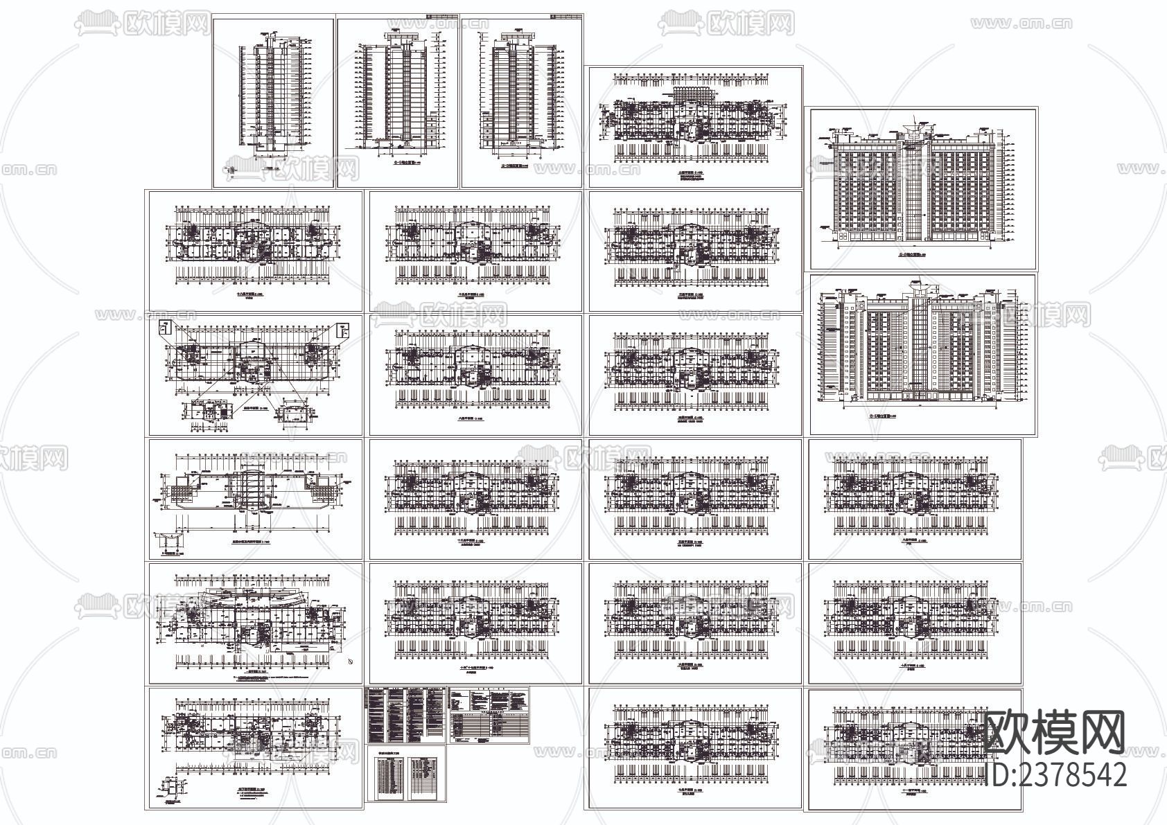 某医院住院楼CAD施工图下载（渲染图1）