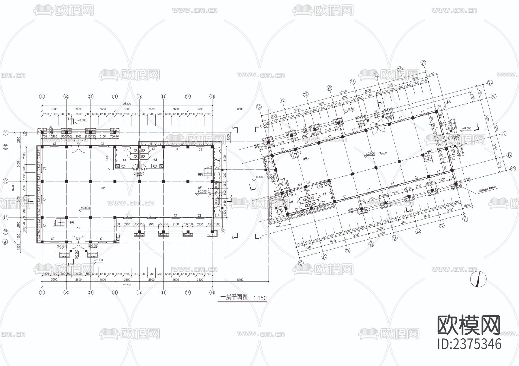 法式影楼全套CAD施工图下载（渲染图3）