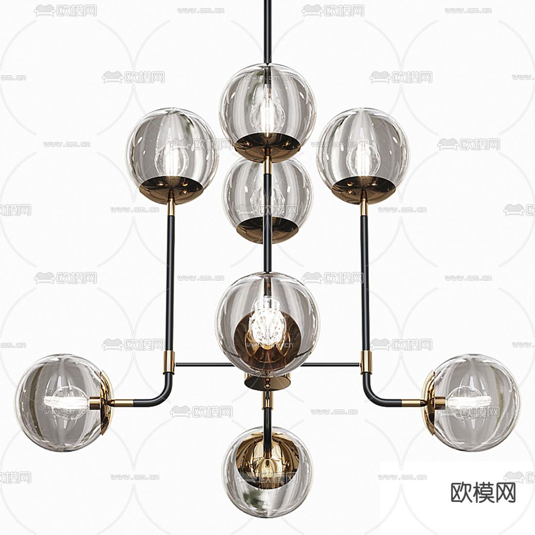 玻璃泡多头吊灯3d模型下载