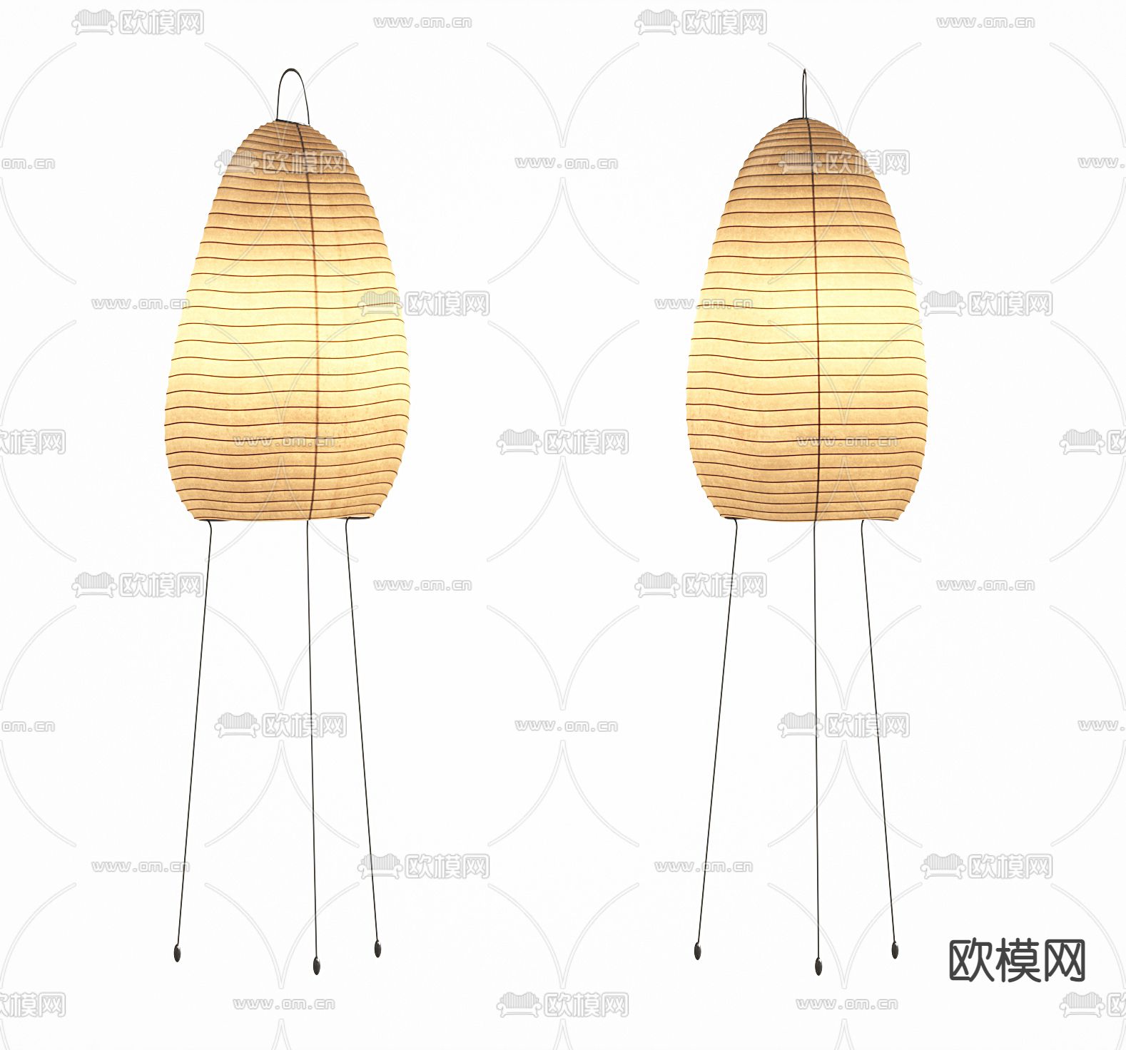 侘寂风纸扎落地灯3d模型下载