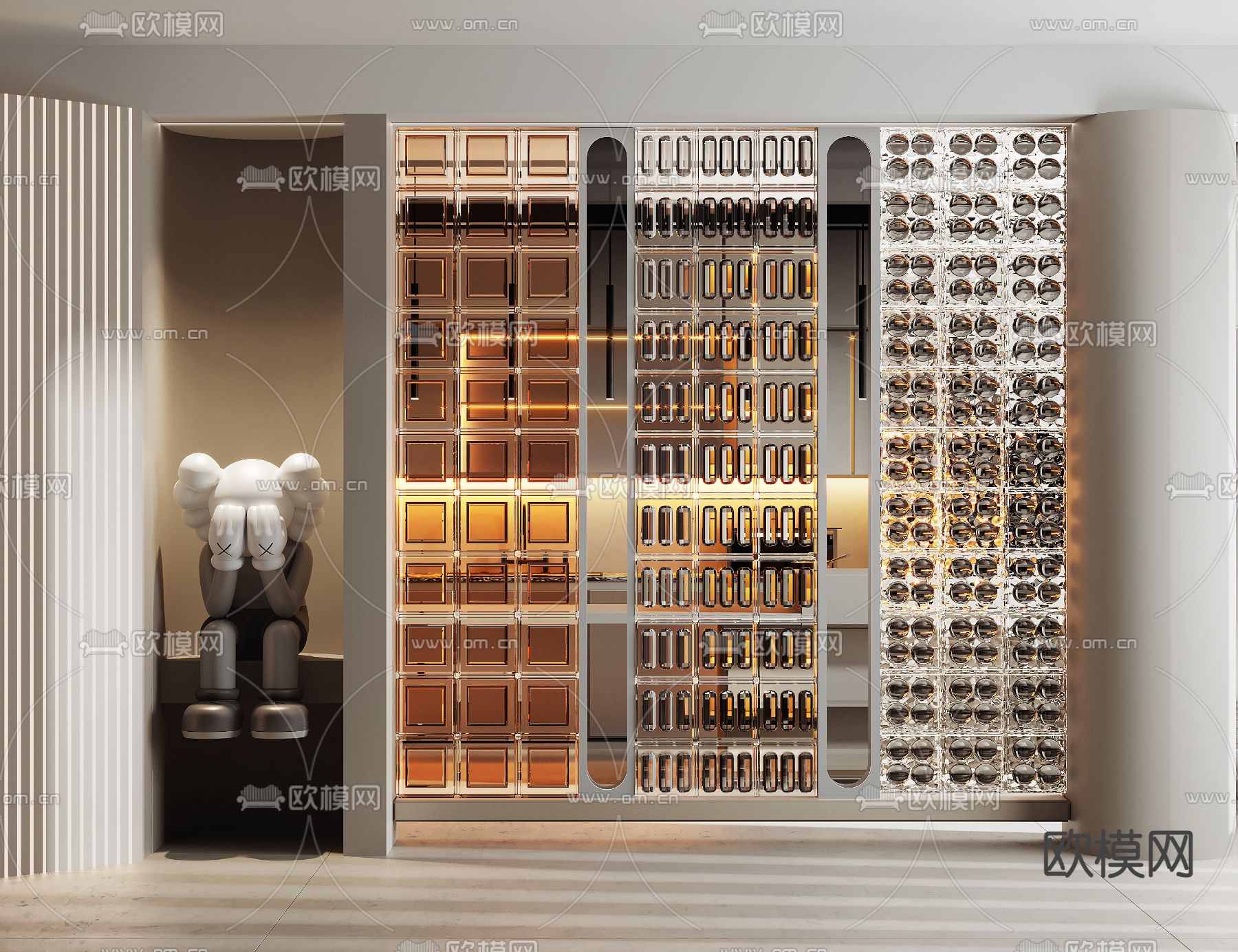 玻璃砖屏风 隔断3d模型下载