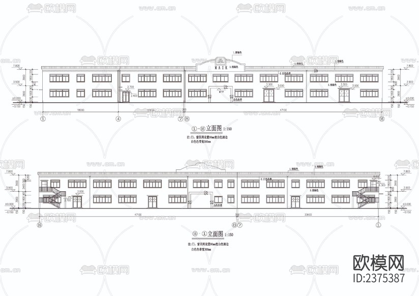 L型工業(yè)廠房CAD施工圖下載(渲染圖5)
