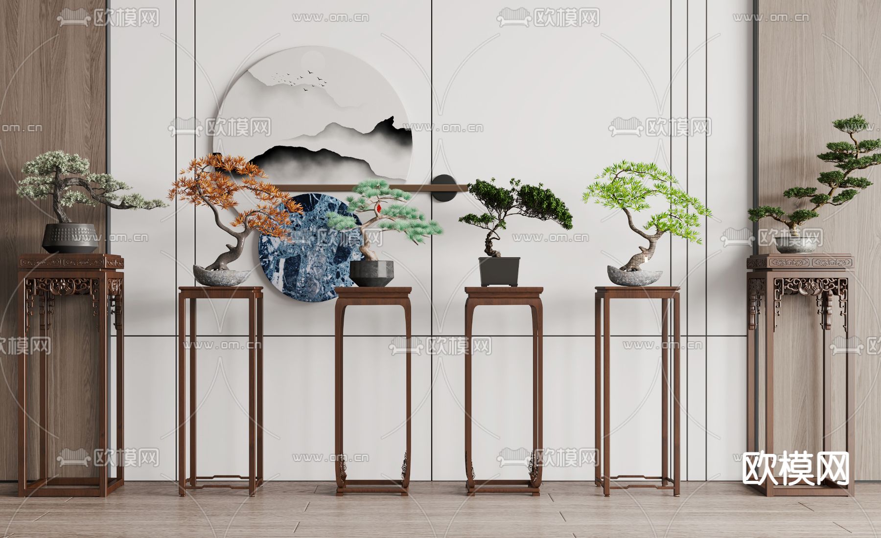 新中式松树盆栽3d模型下载