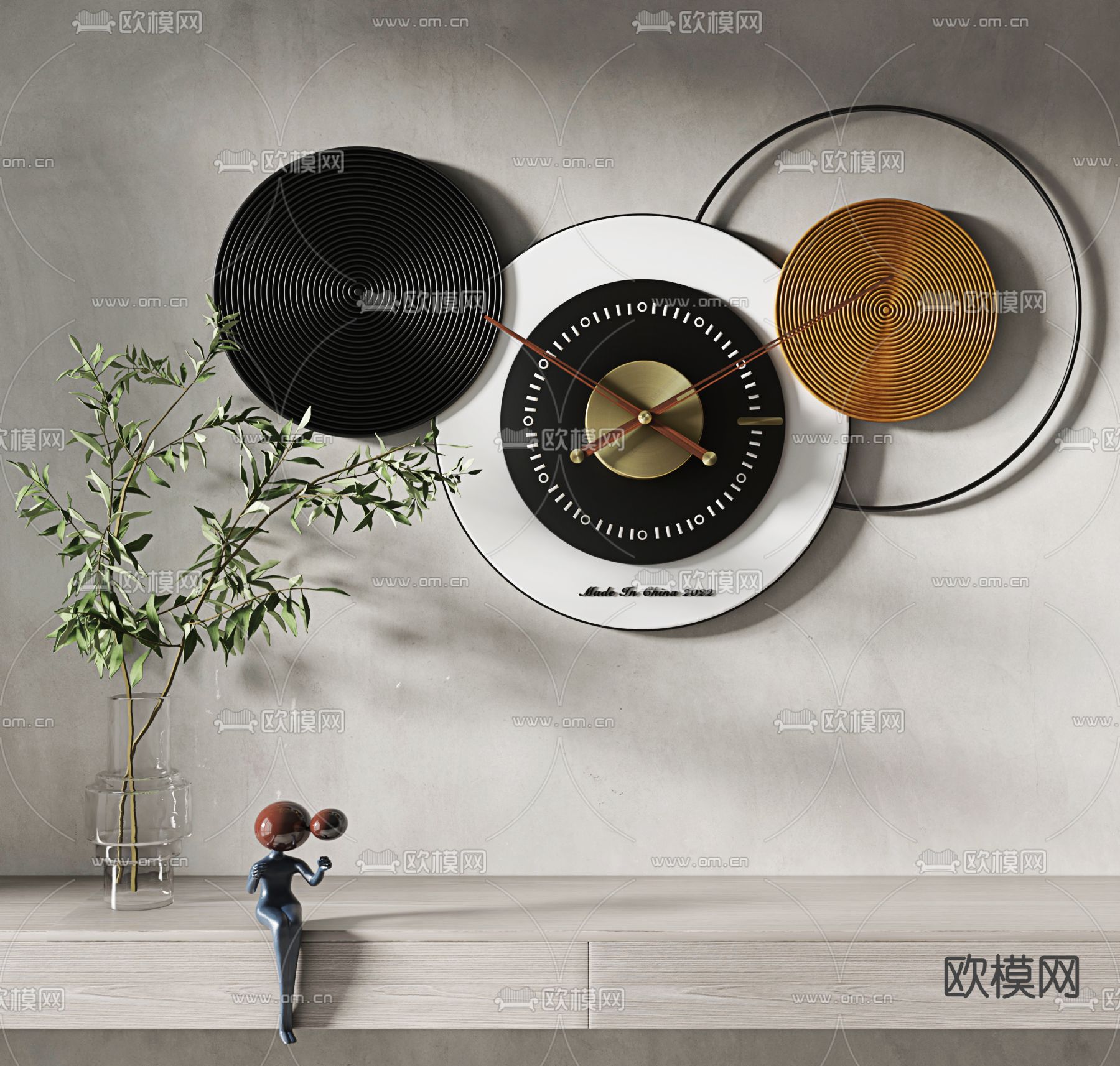 轻奢时钟 钟表 挂钟3d模型下载