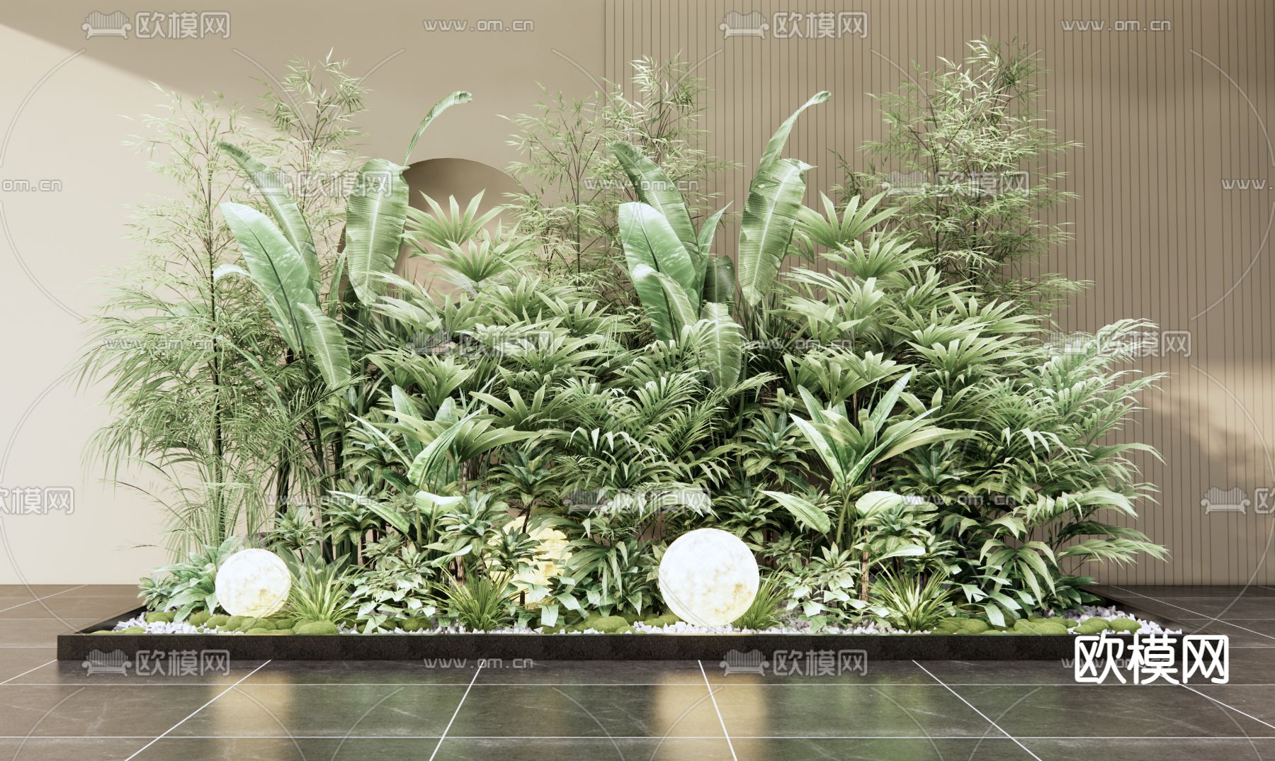 现代植物堆景观小品3d模型下载_ID12206133_3dmax免费模型-欧模网