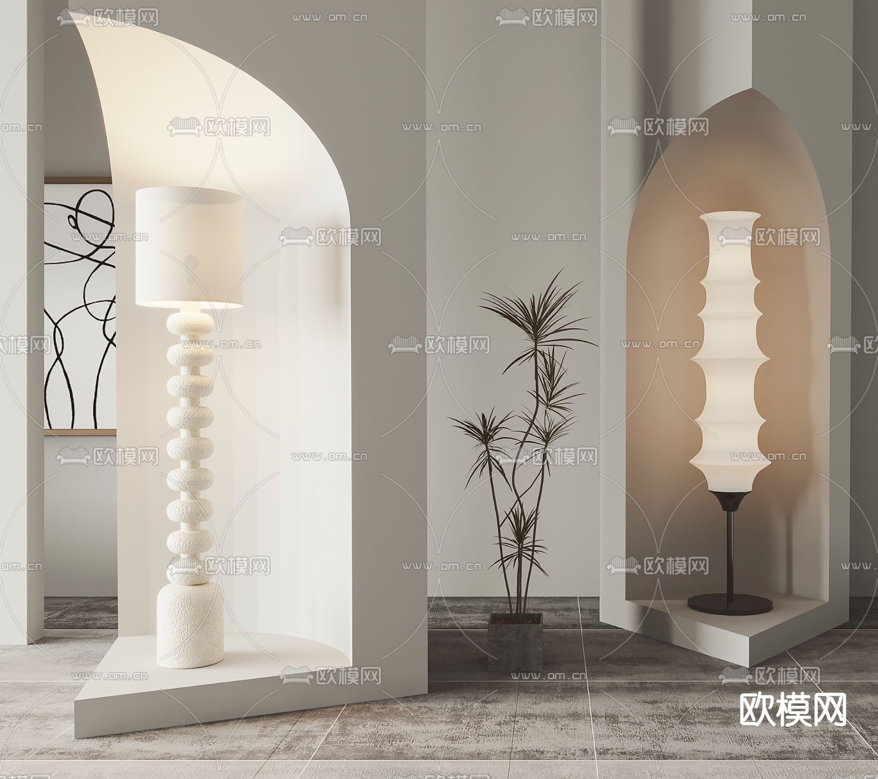 侘寂风落地灯3d模型
