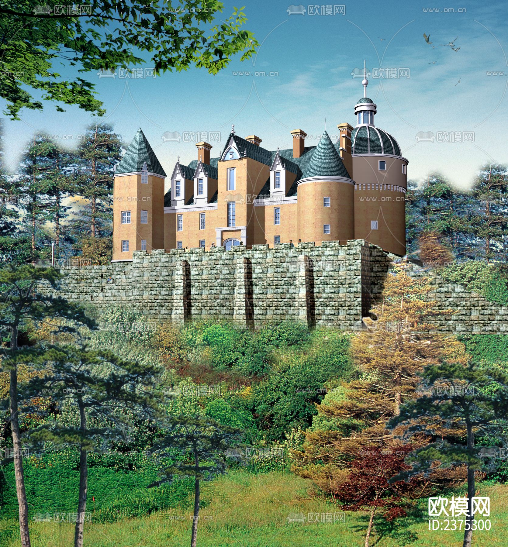 法式古堡CAD施工图下载（渲染图5）