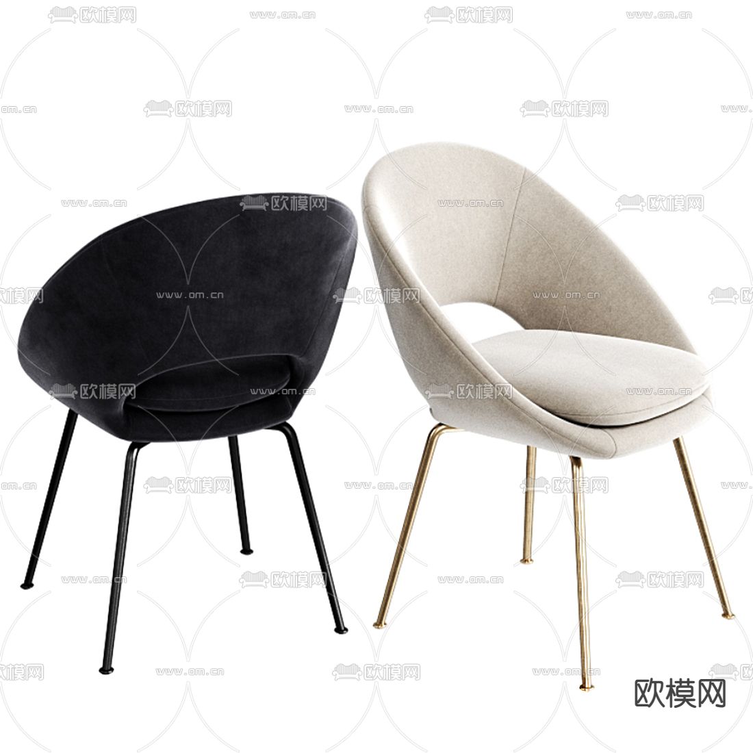 轻奢单椅子 吧椅 吧凳3d模型下载（渲染图3）