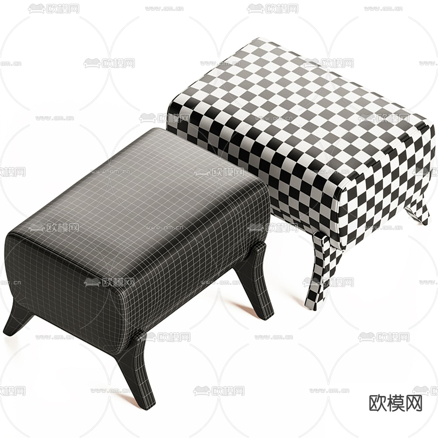 米洛提 Minotti 沙发凳 脚踏3d模型下载（渲染图3）