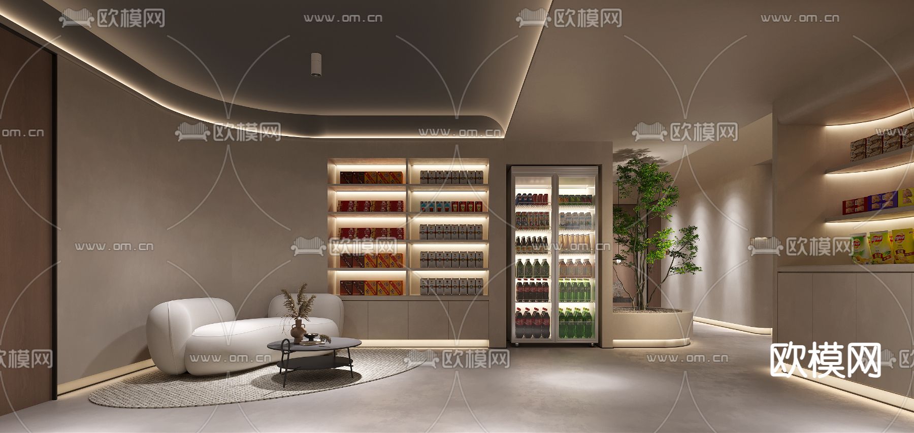 侘寂麻将馆走廊 过道3d模型下载（渲染图1）