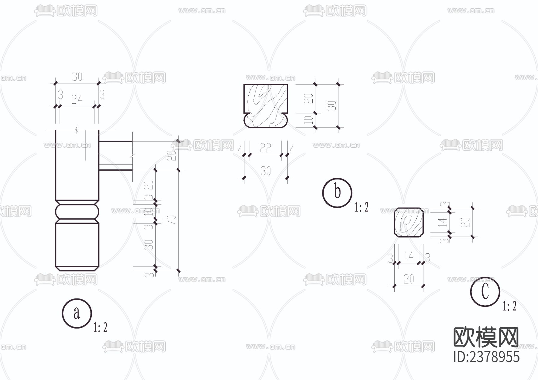 挂落和花格cad详图下载（渲染图3）