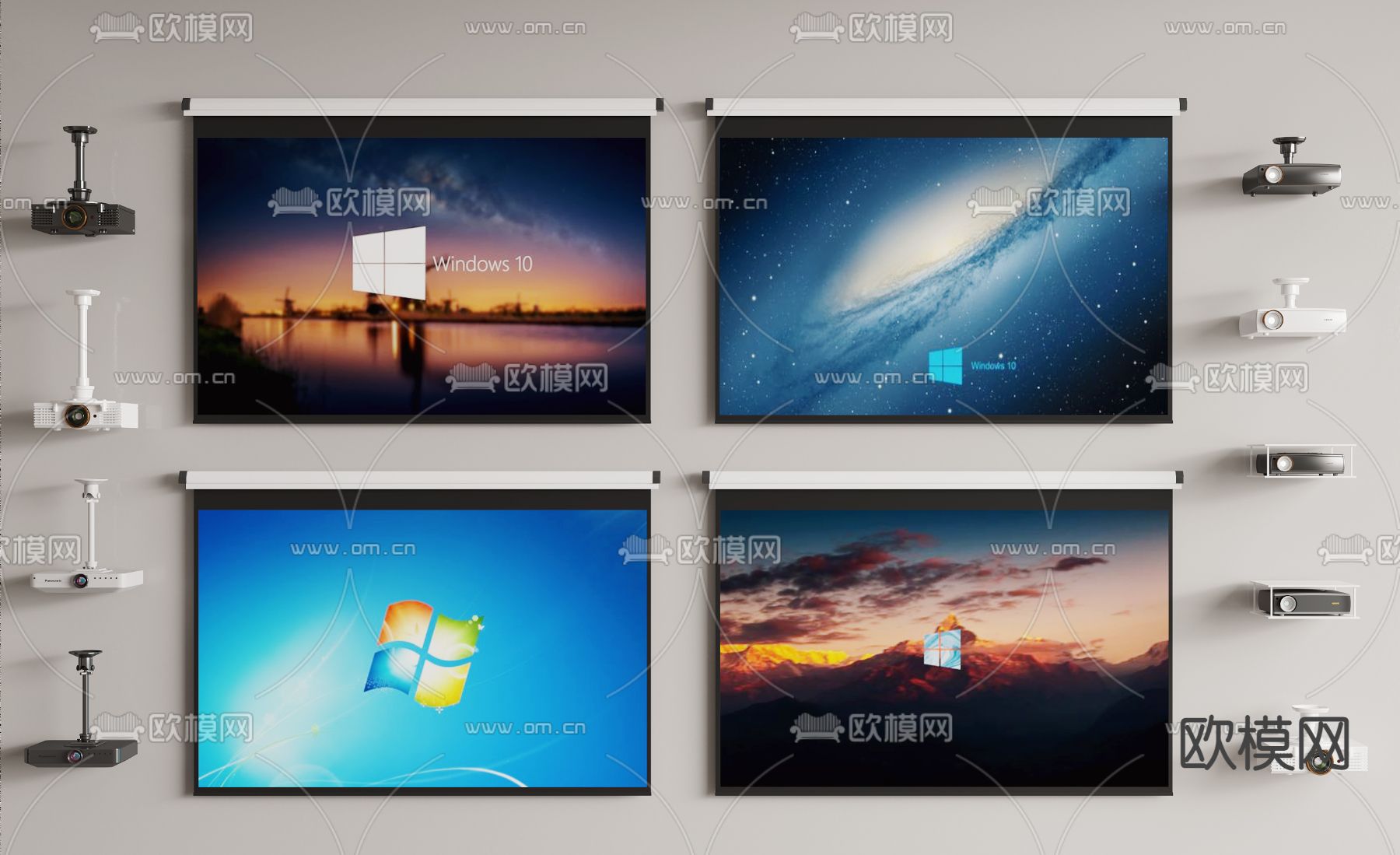 投影仪 投影幕布3d模型下载