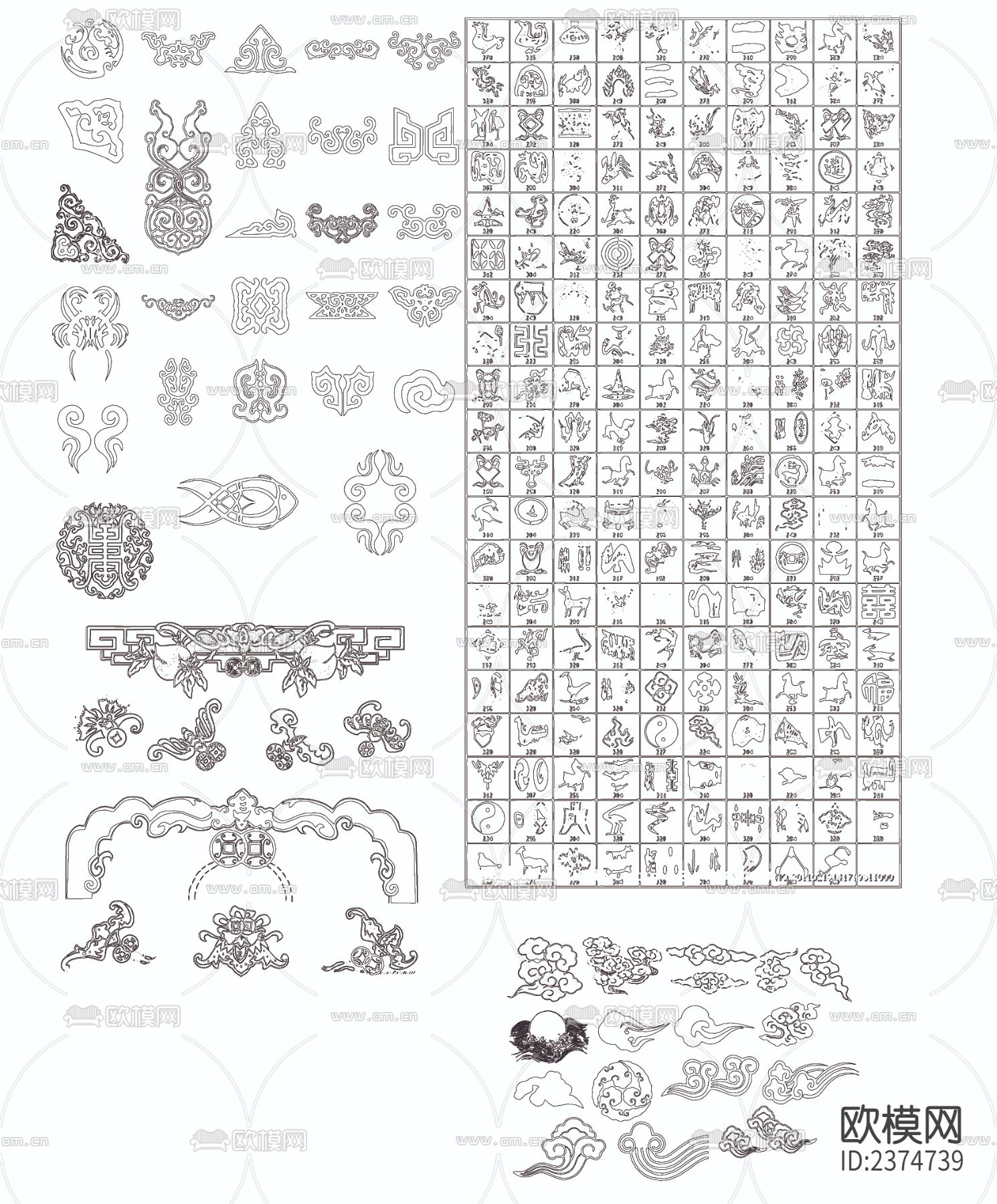传统吉祥花纹CAD图库下载（渲染图1）