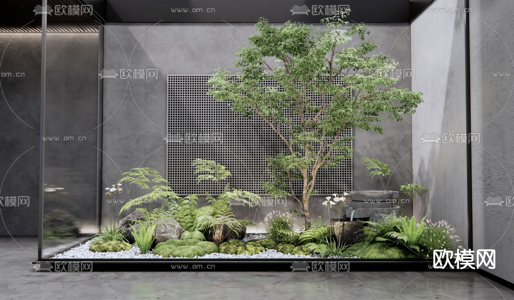 现代室内植物景观造景3d模型下载