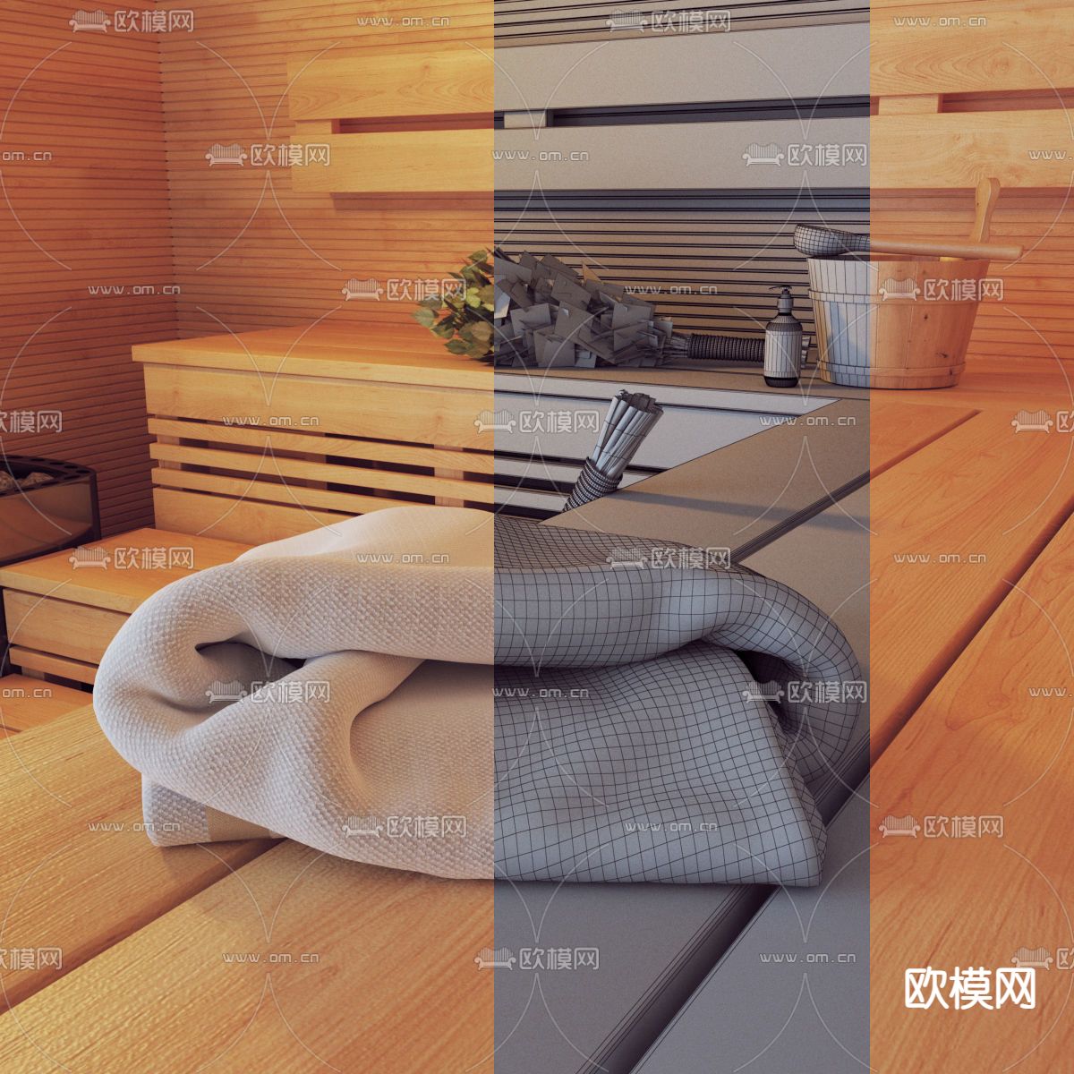 现代汗蒸房 桑拿房3d模型下载（渲染图3）