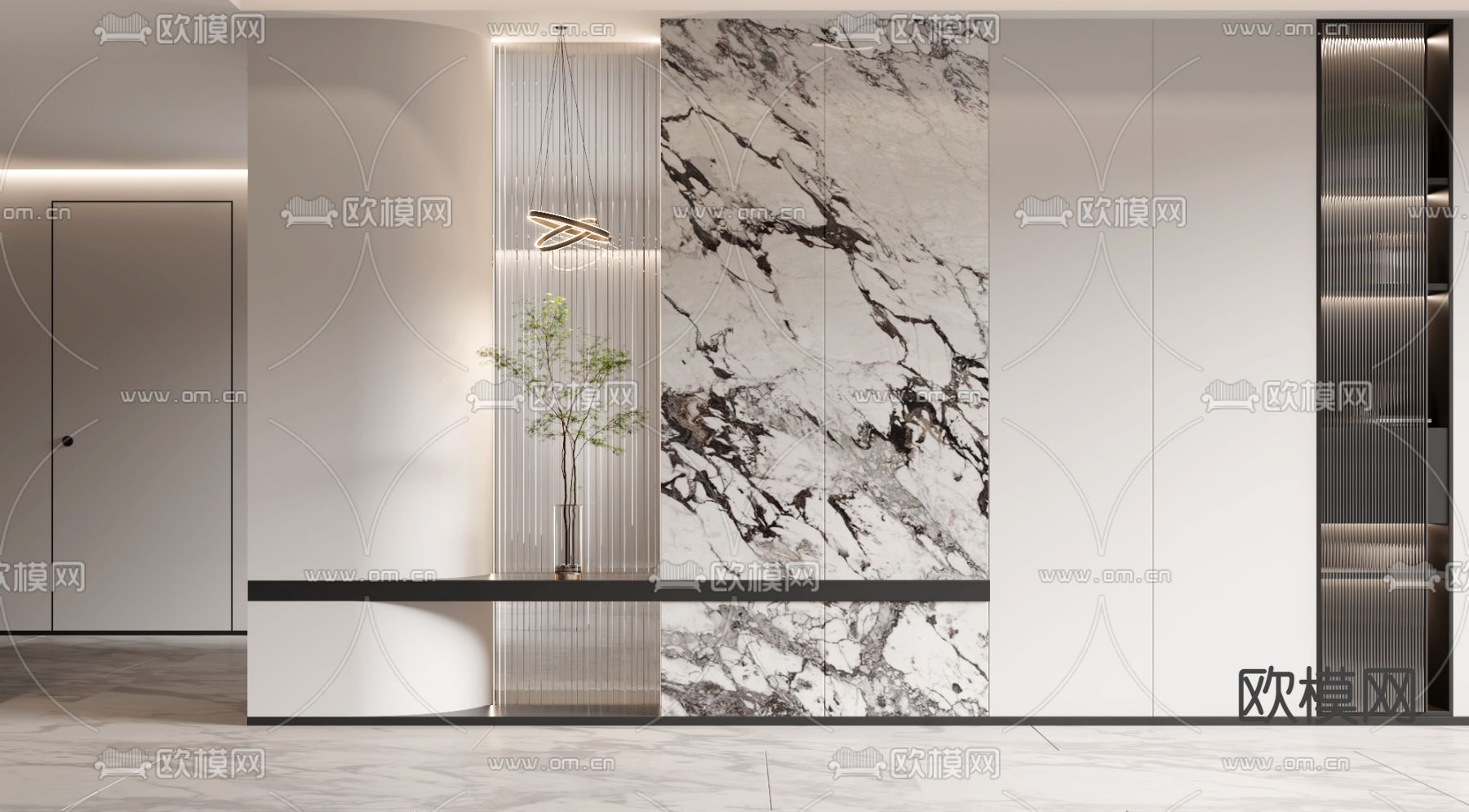 现代玄关屏风隔断3d模型下载