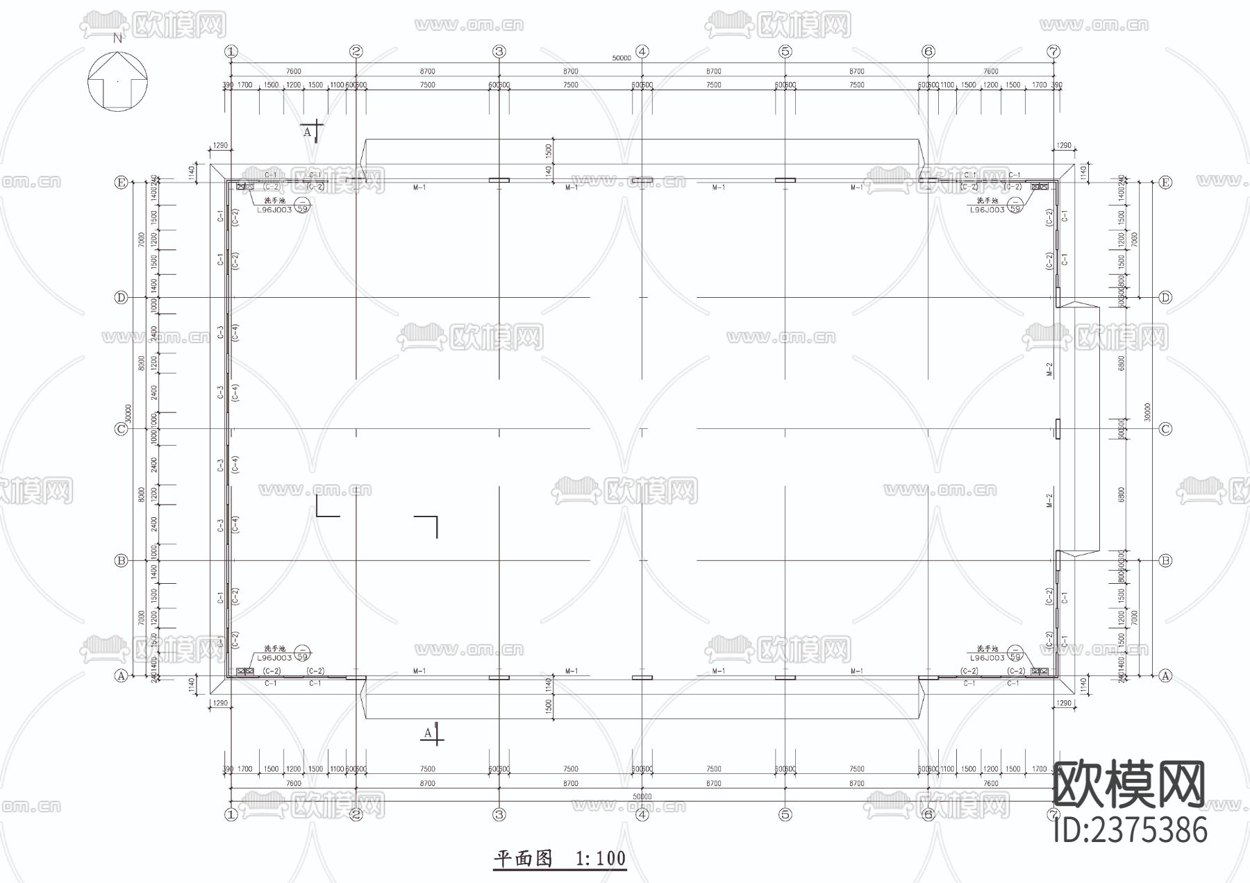 30m跨厂房CAD施工图下载（渲染图2）