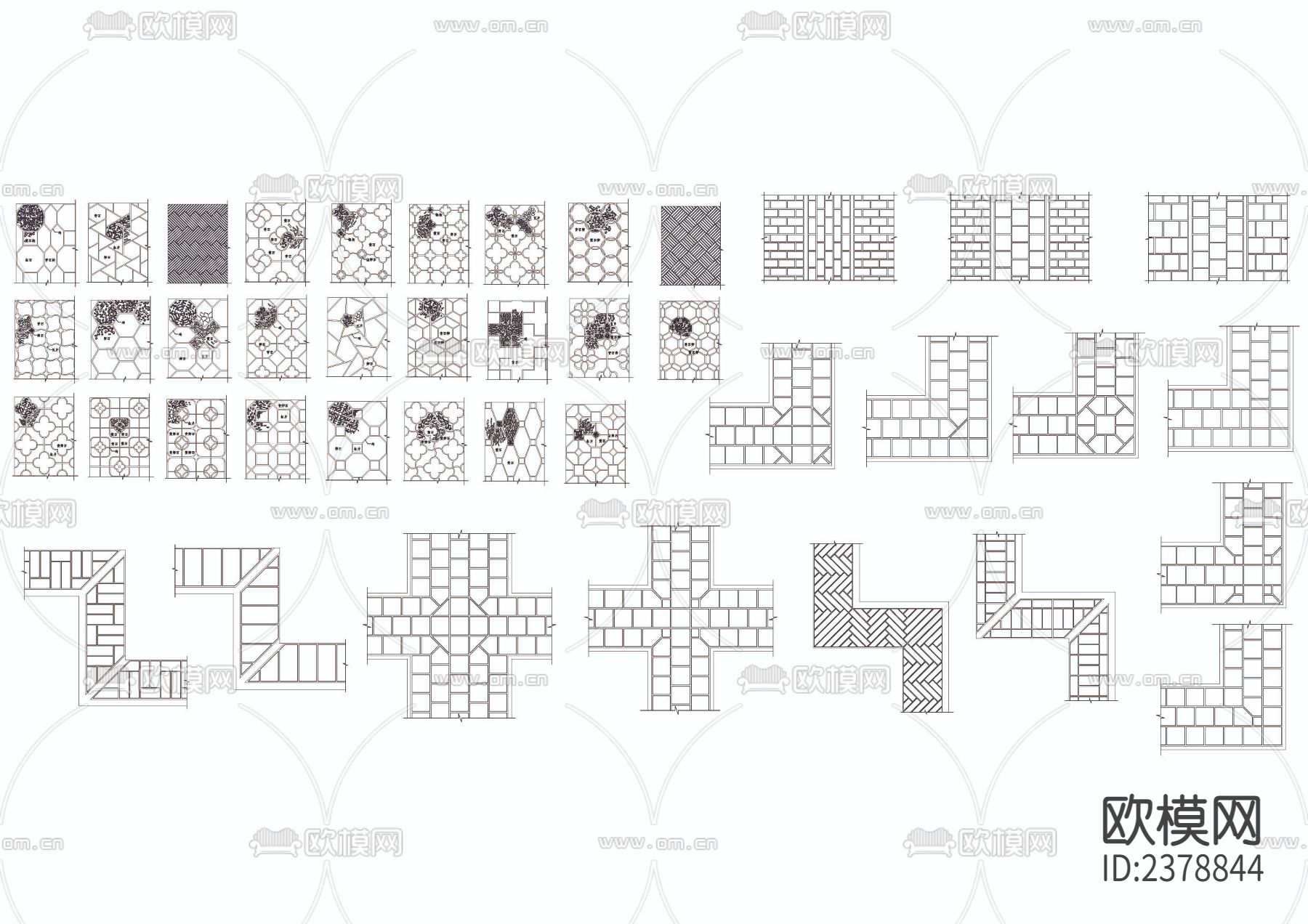 中式路面拼花CAD施工图下载（渲染图1）