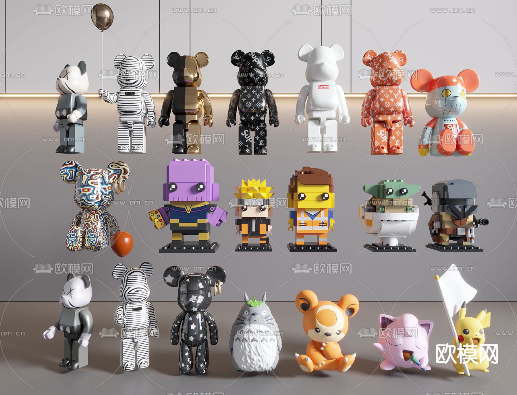 暴力熊公仔 卡通潮玩摆件3d模型下载