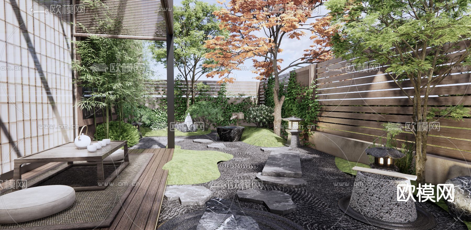 日式庭院景观3d模型下载（渲染图3）