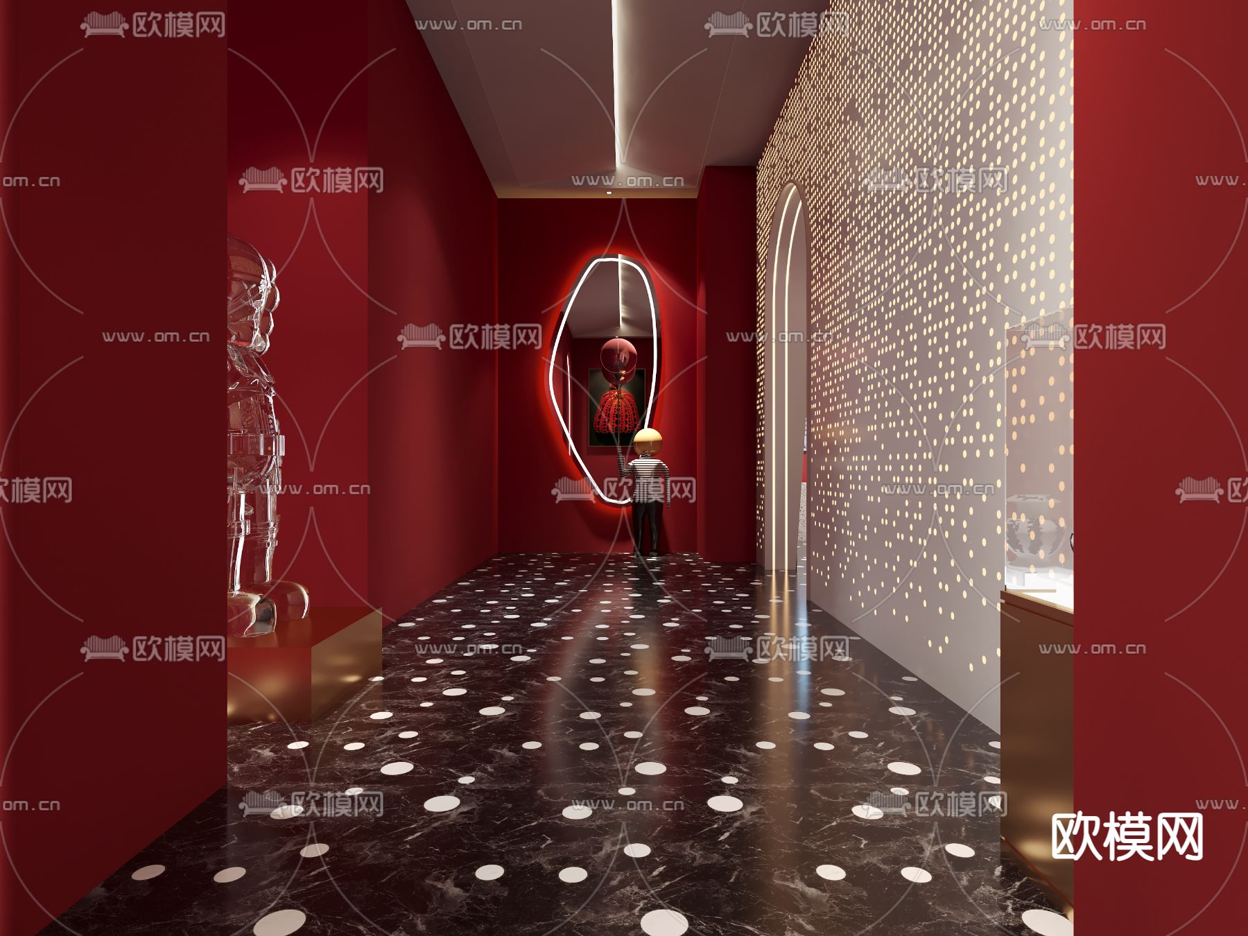 现代酒店大堂走廊3d模型