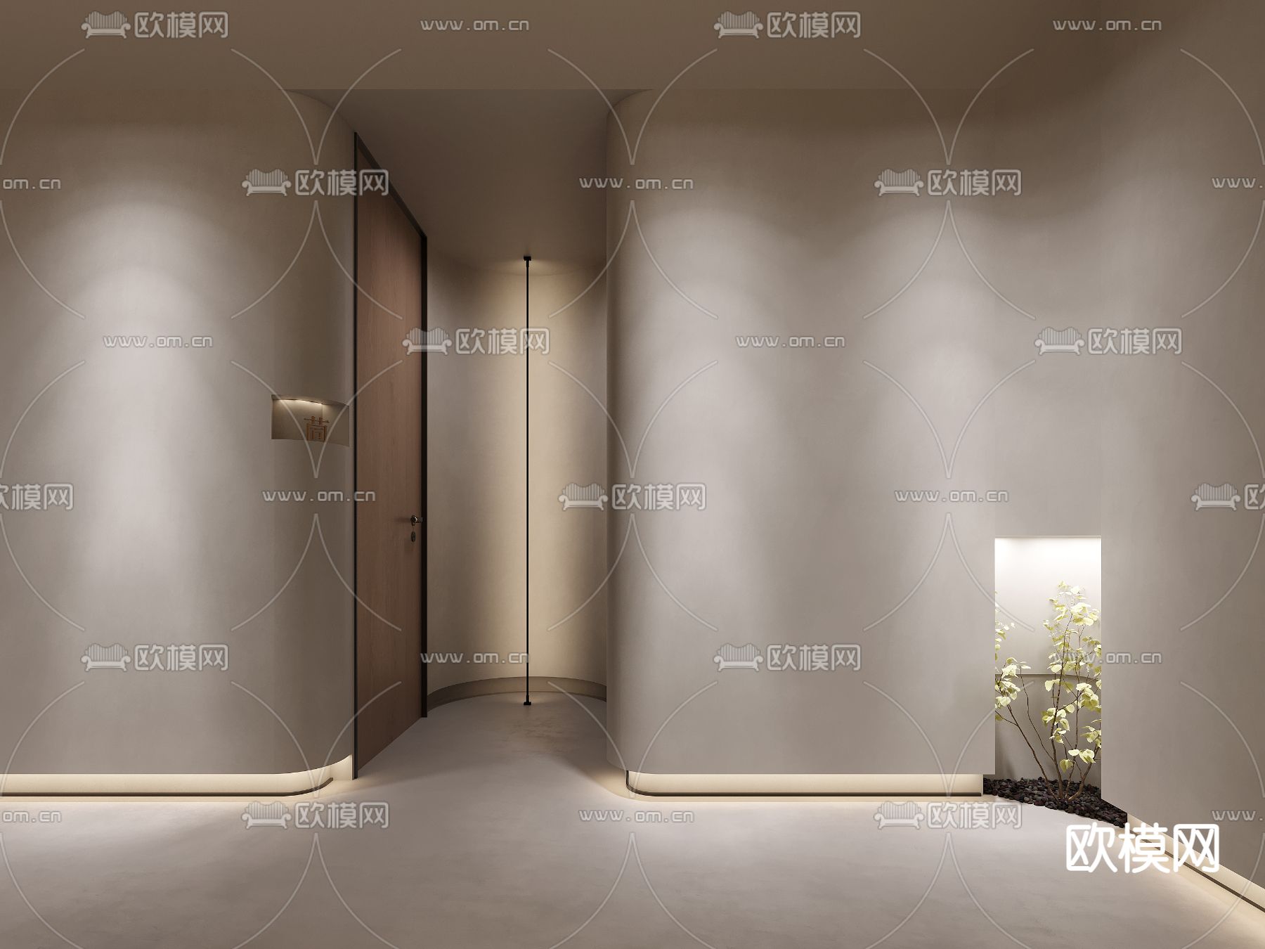 侘寂麻将馆走廊 过道3d模型下载（渲染图4）