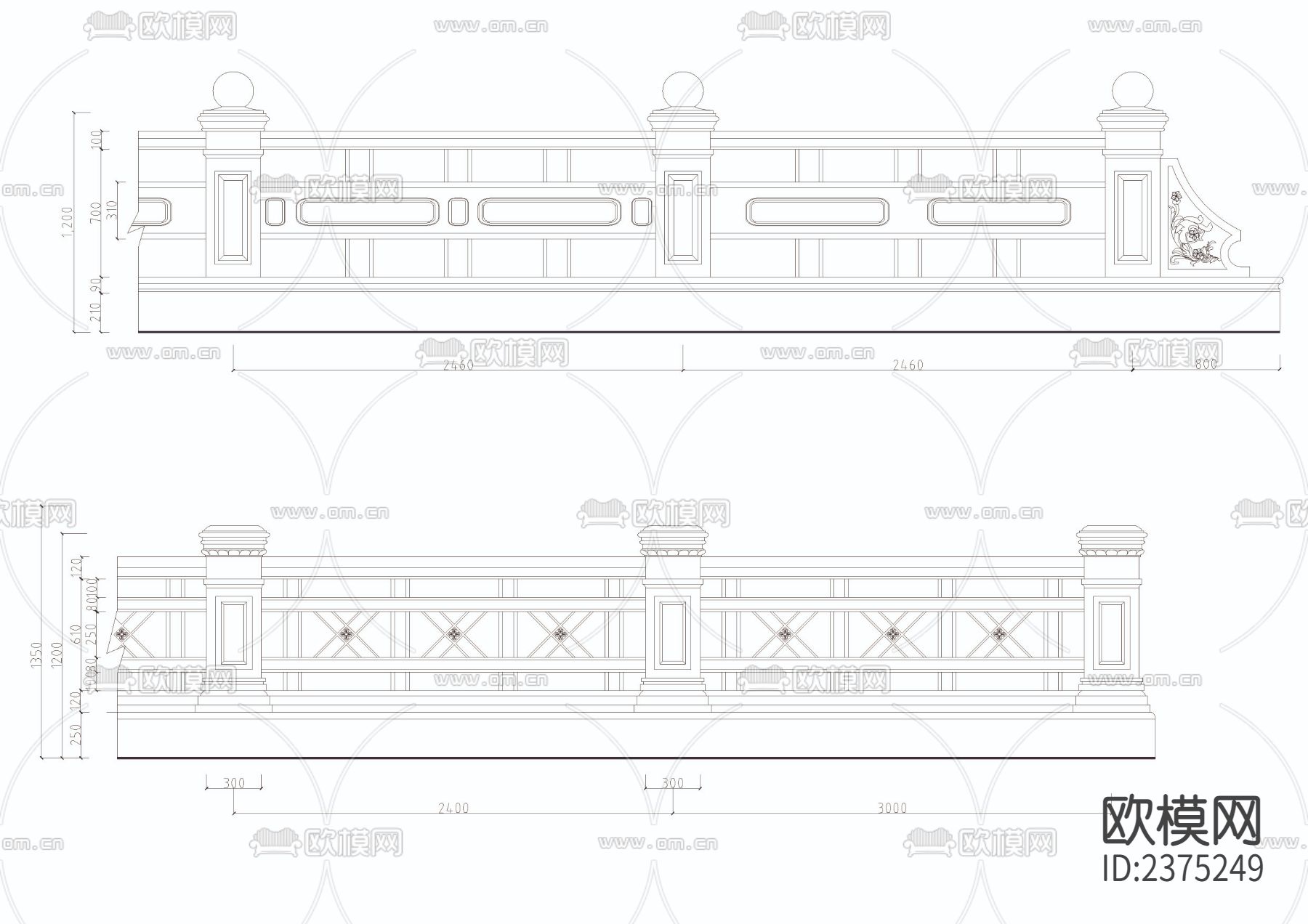 护栏CAD图库下载（渲染图7）