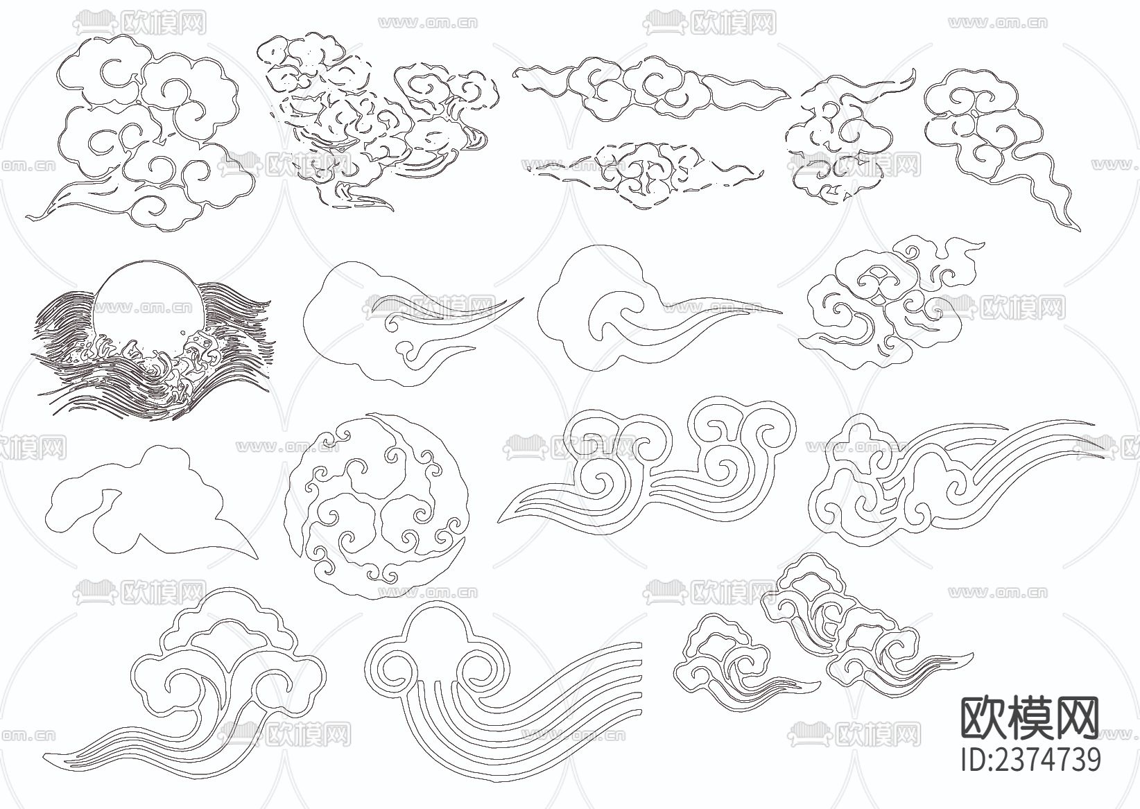 传统吉祥花纹CAD图库下载（渲染图2）