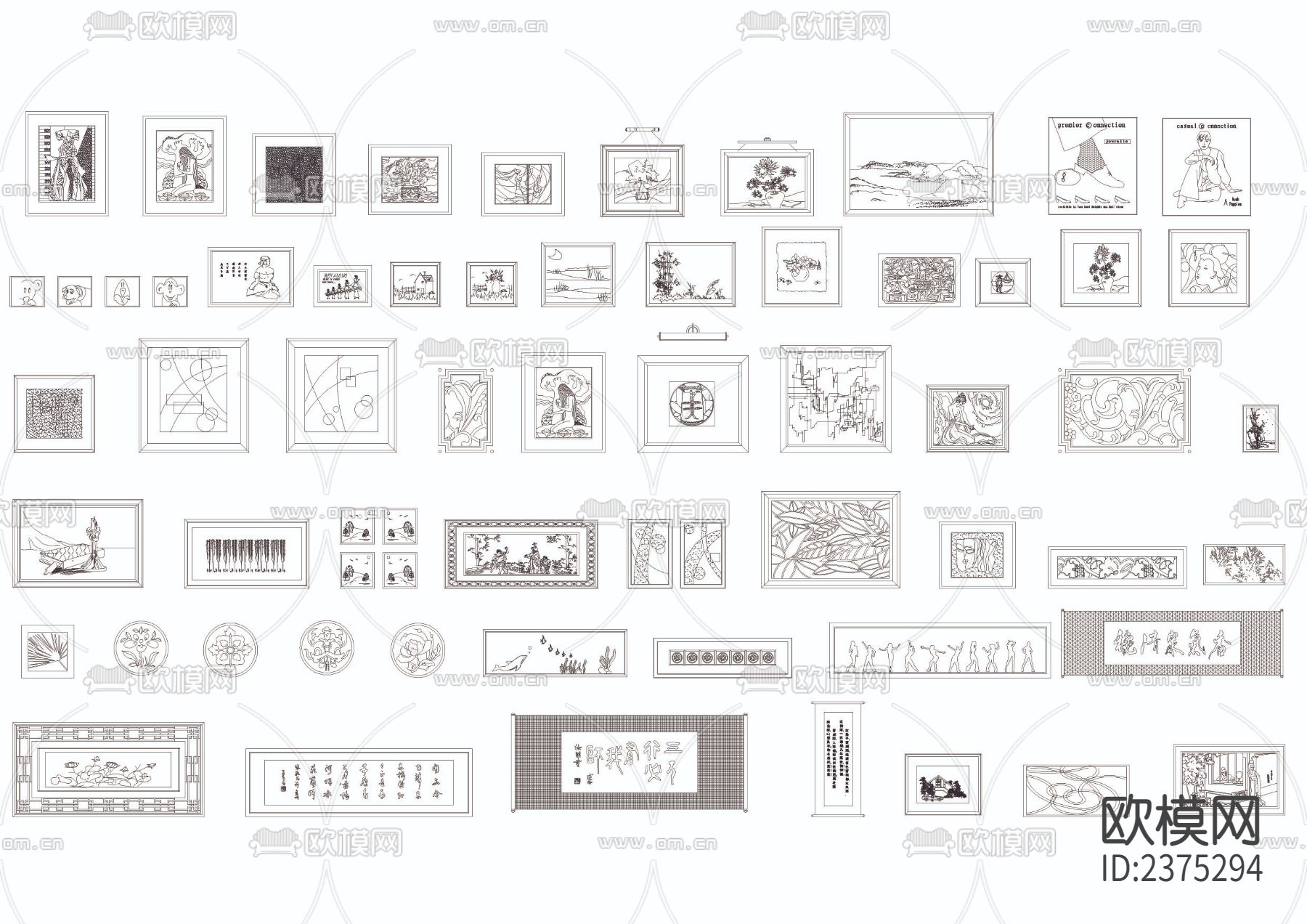 装饰画装饰品CAD图库下载（渲染图4）