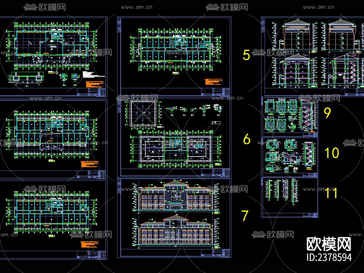 办公楼建筑CAD施工图下载（渲染图1）