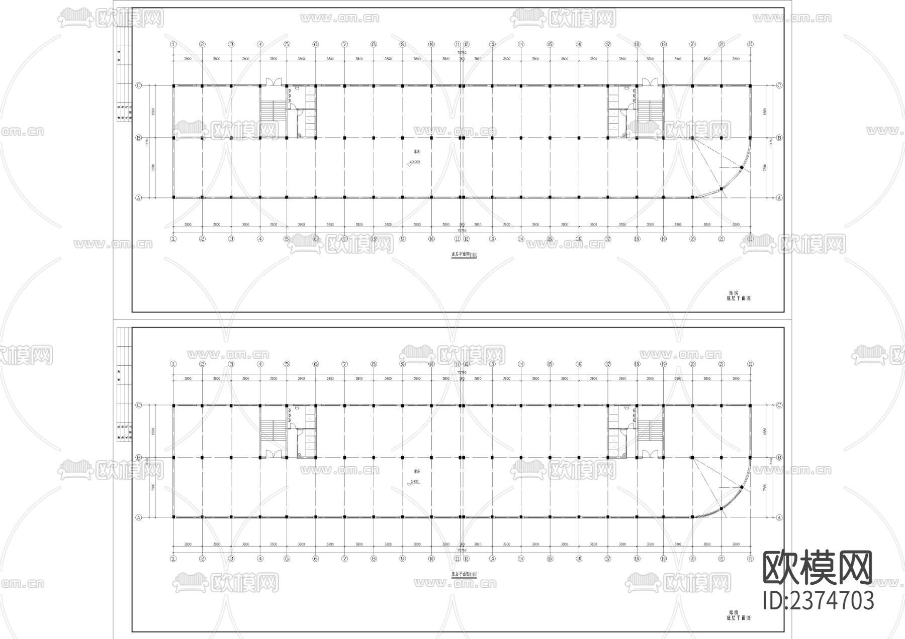 厂房冲压车间和宿舍楼CAD施工图下载（渲染图4）