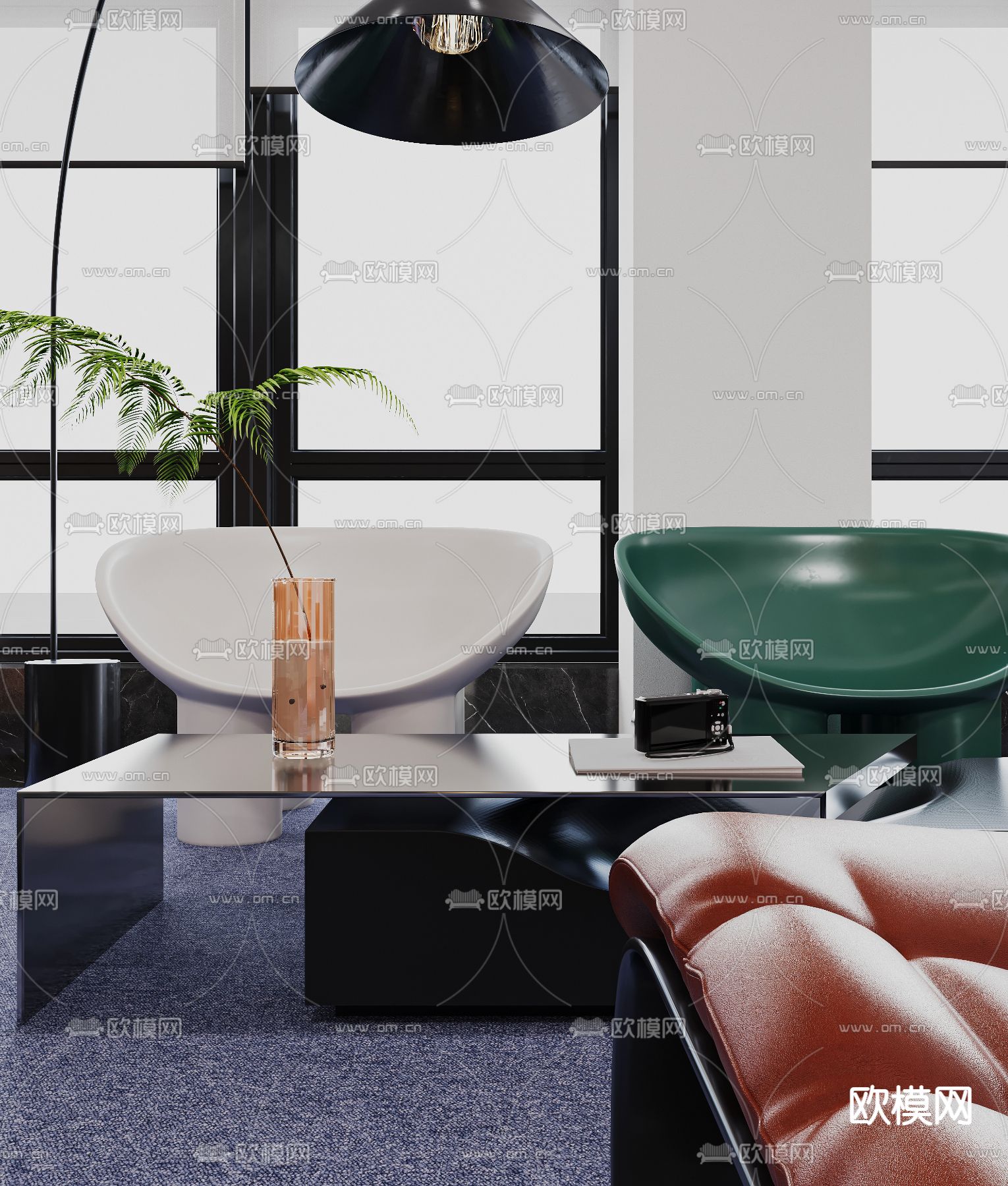 现代茶水间 洽谈区3d模型下载（渲染图2）