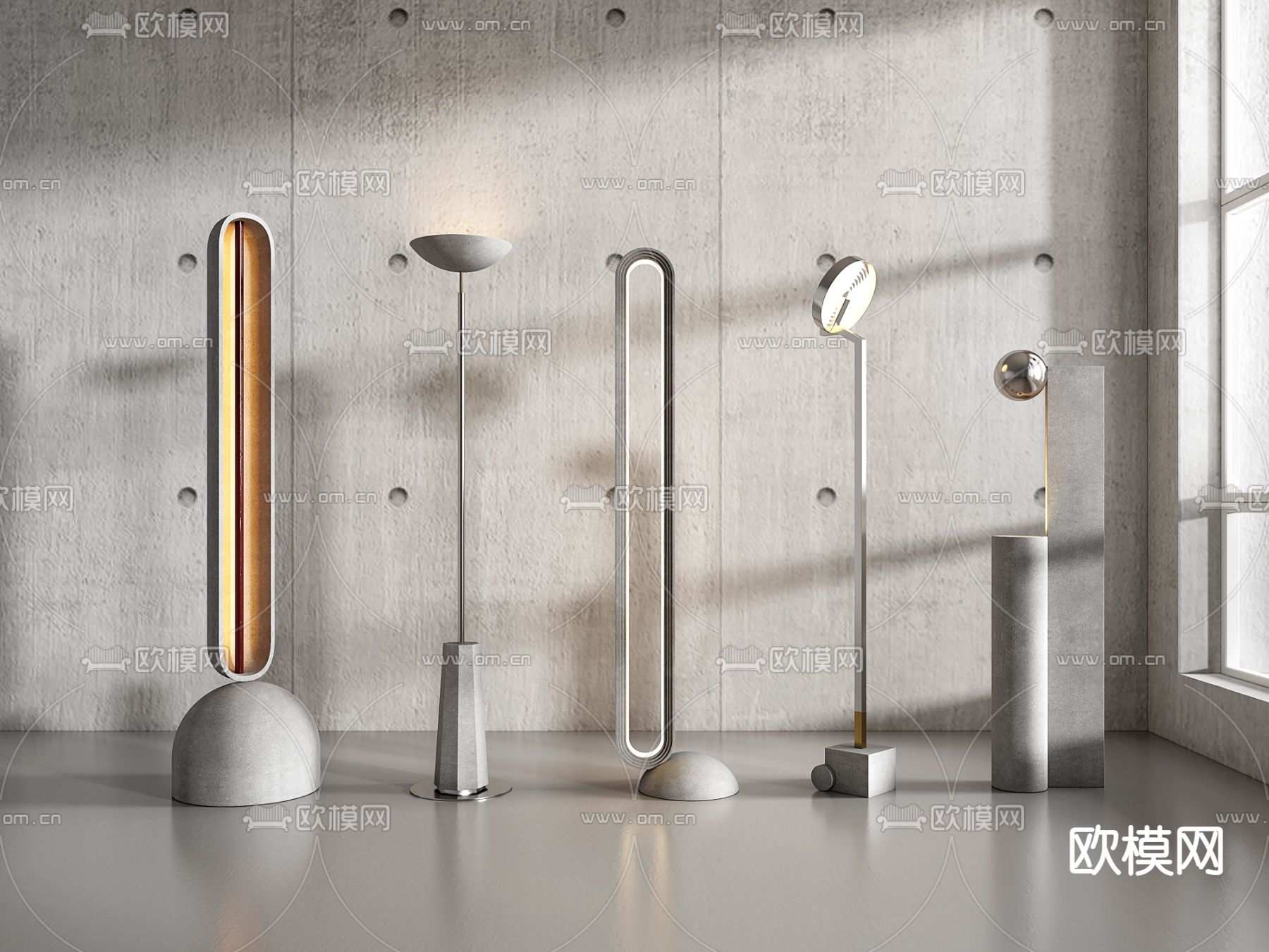 水泥落地灯3d模型下载
