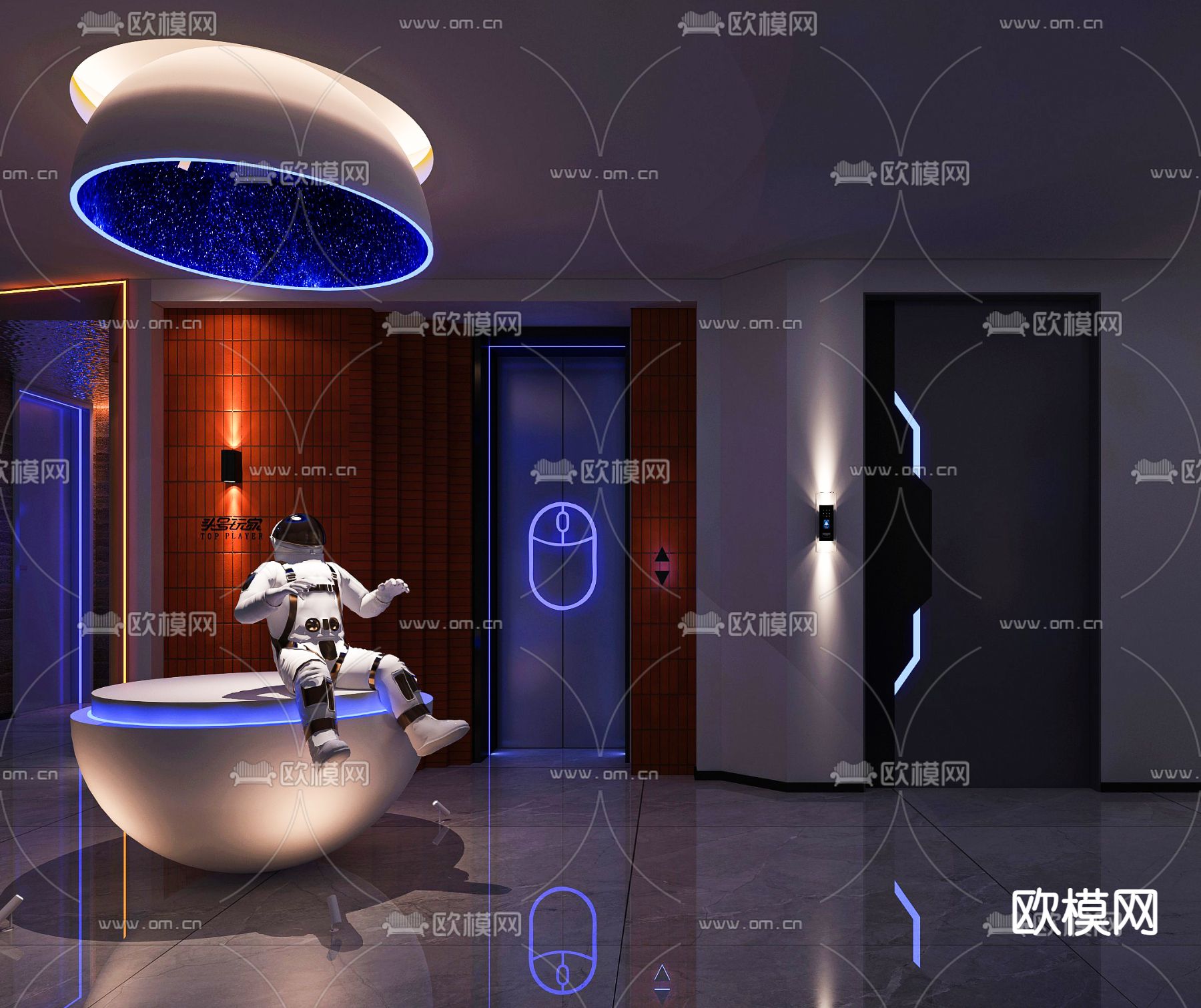 现代网吧 网咖3d模型下载（渲染图2）