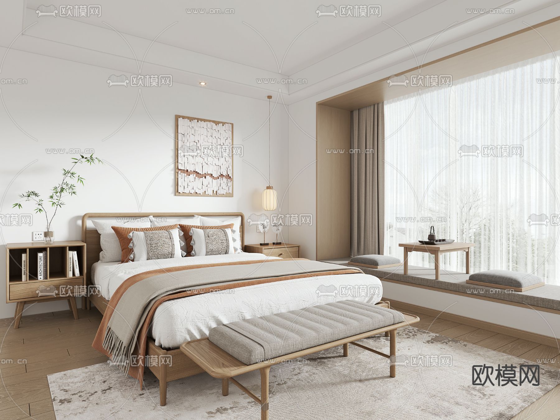 日式卧室 主卧 主人房3d模型下载