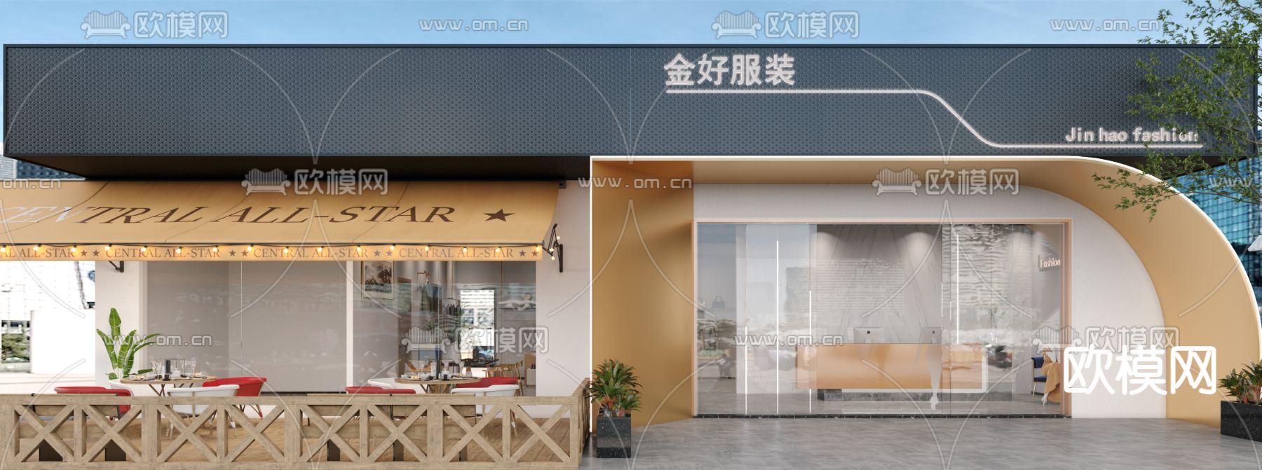 服装鞋店门头3d模型下载