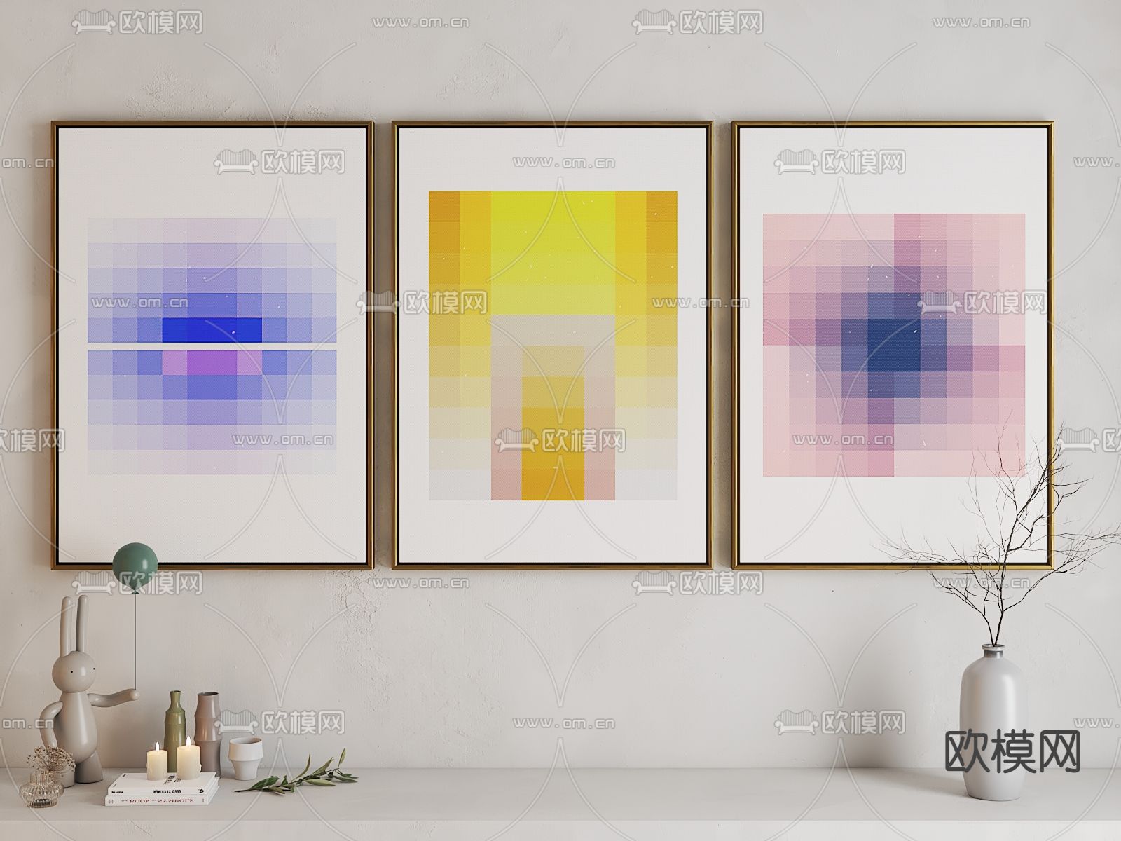 轻奢艺术挂画3d模型下载