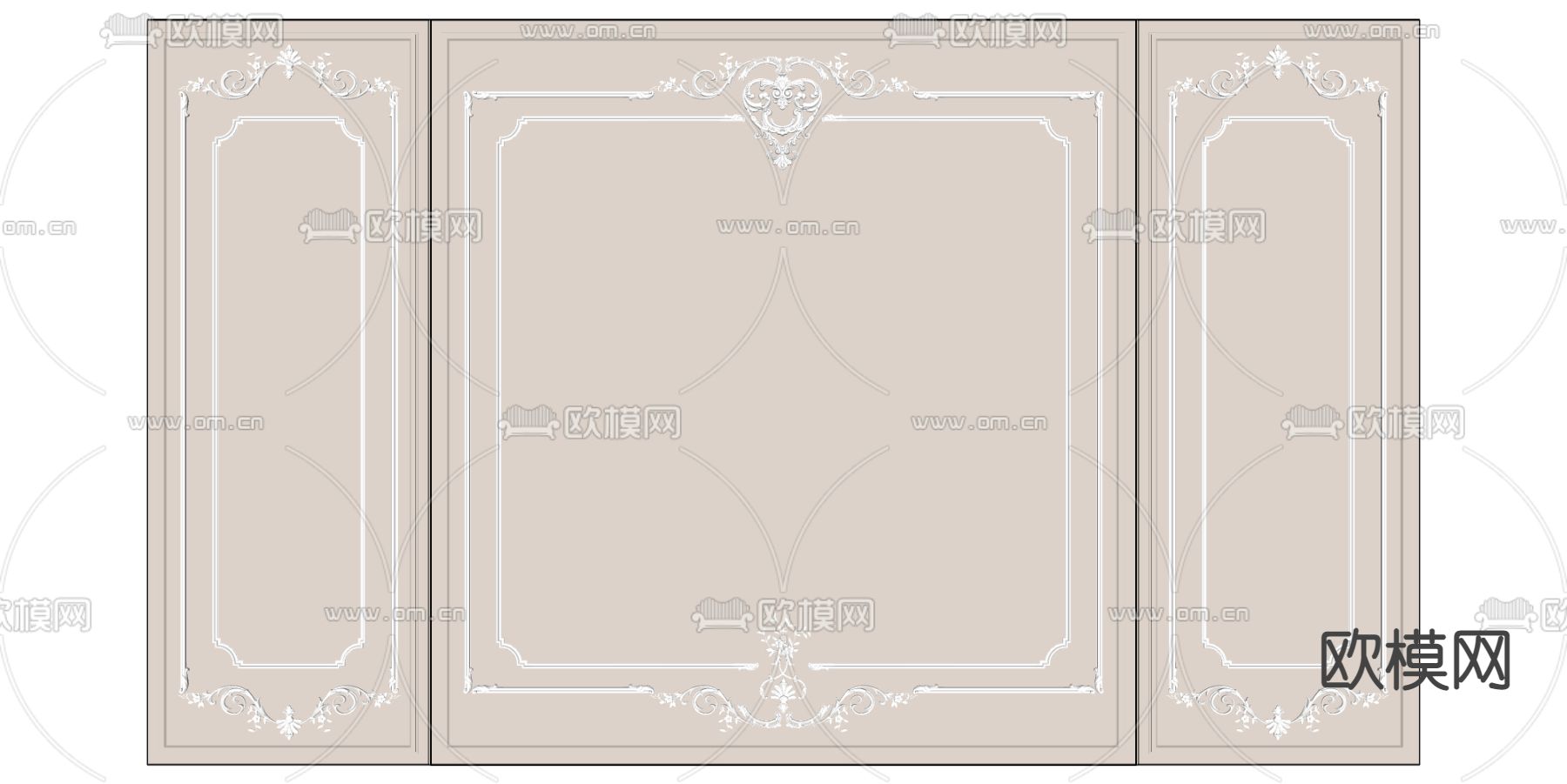 欧式石膏雕花线条su模型下载（渲染图2）
