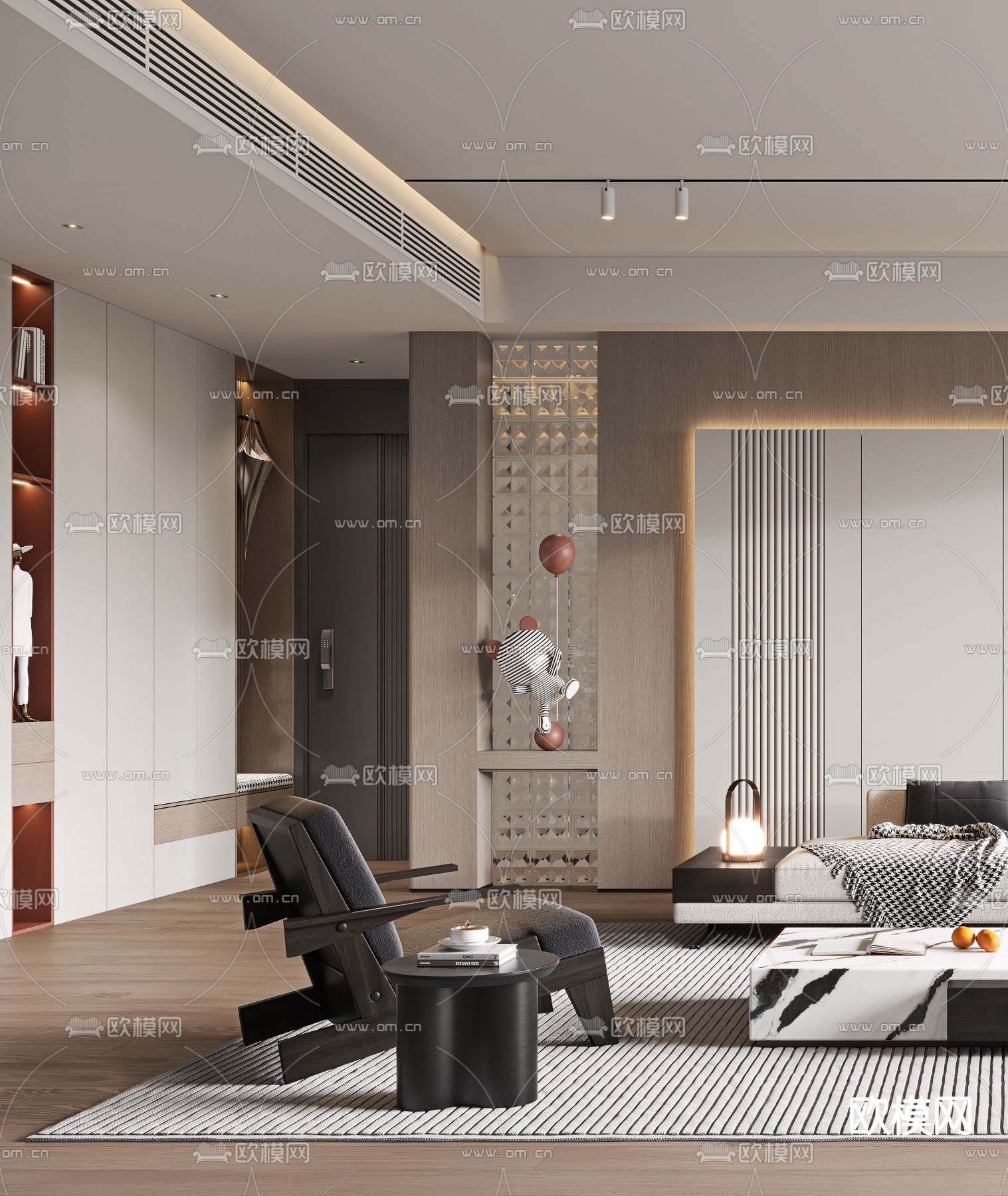 现代客厅3d模型下载（渲染图2）