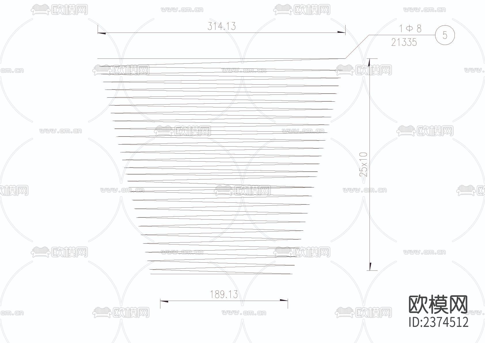 钻孔桩普通钢筋布置CAD施工图下载（渲染图3）