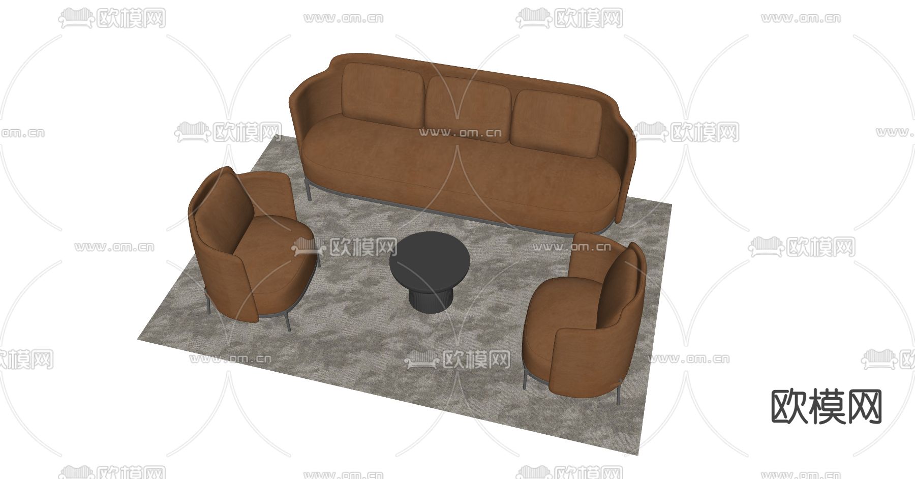 现代休闲沙发su模型下载（渲染图2）
