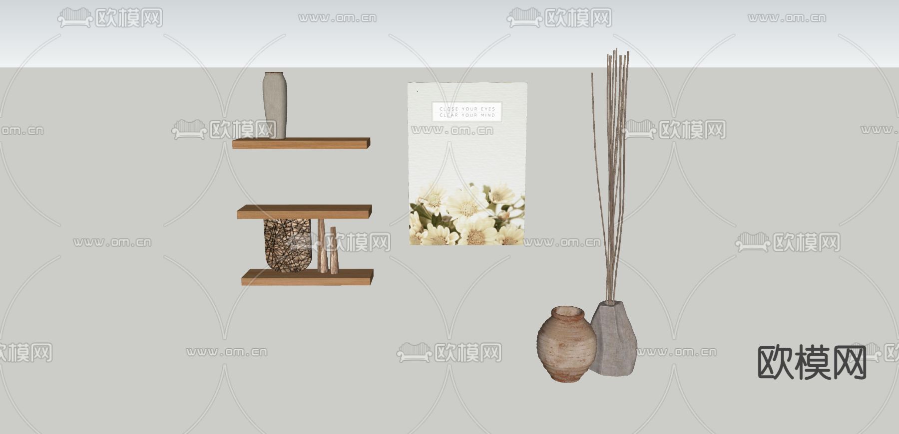 侘寂花瓶饰品摆件su模型下载（渲染图2）