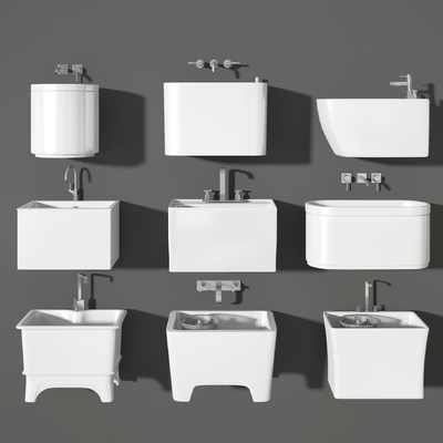  现代拖把池su模型 