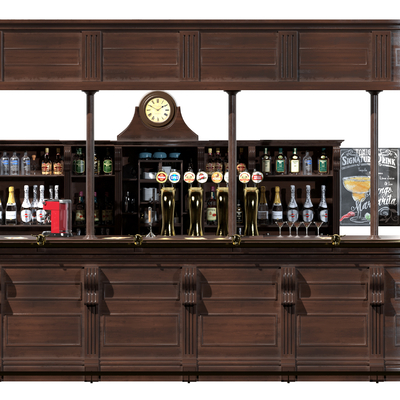  美式 酒吧台 水吧台su模型 