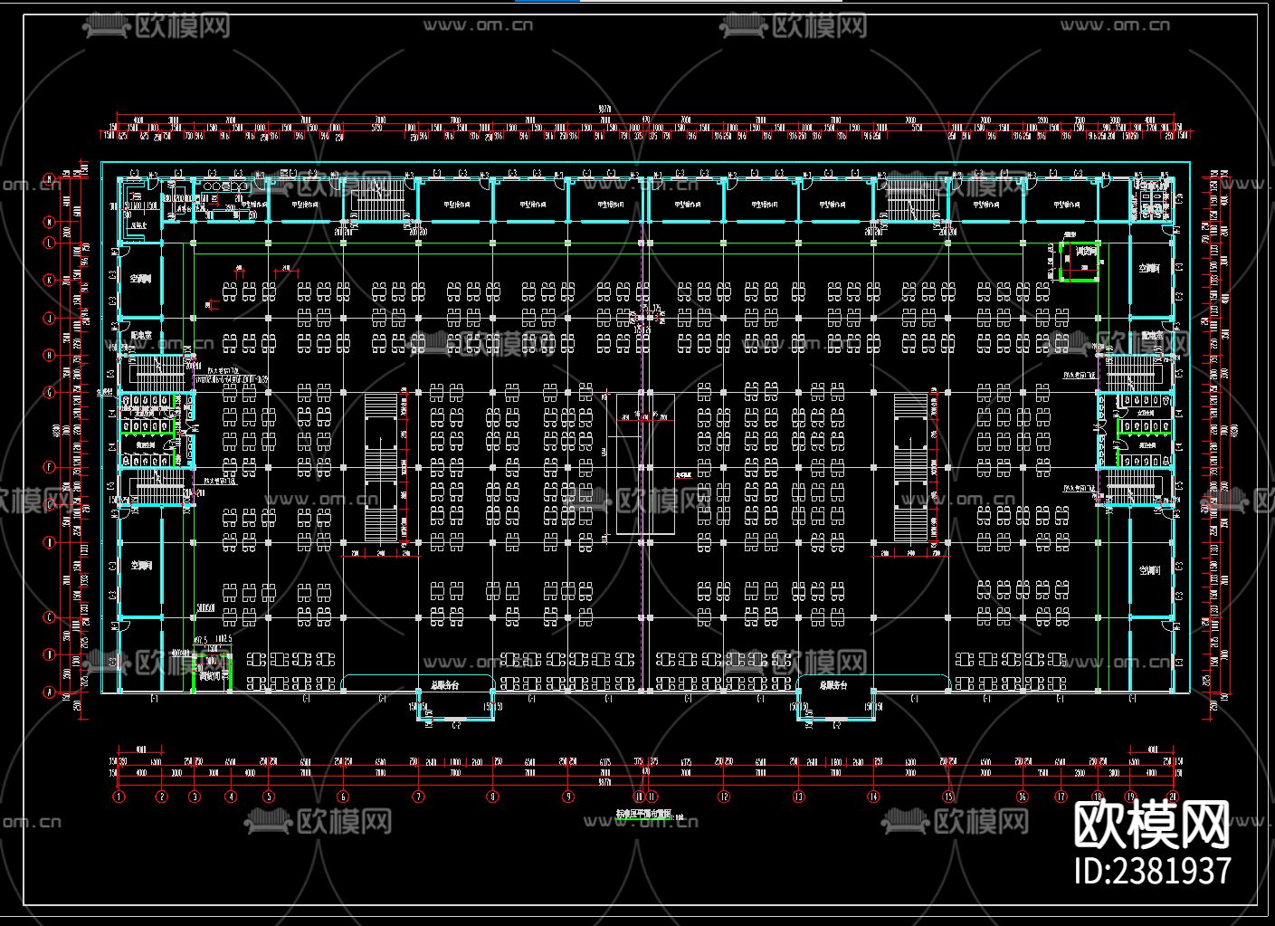 美食城建筑CAD施工图下载（渲染图2）
