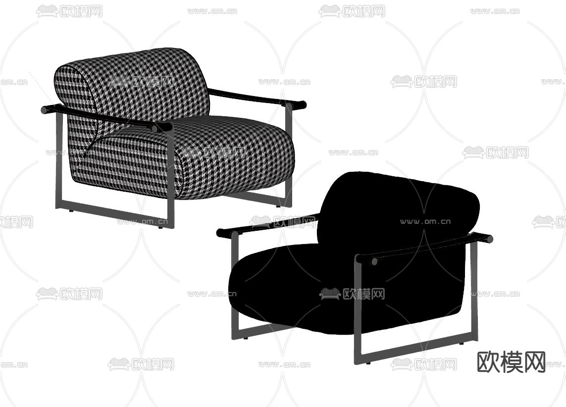 B&B 单人沙发su模型下载（渲染图2）