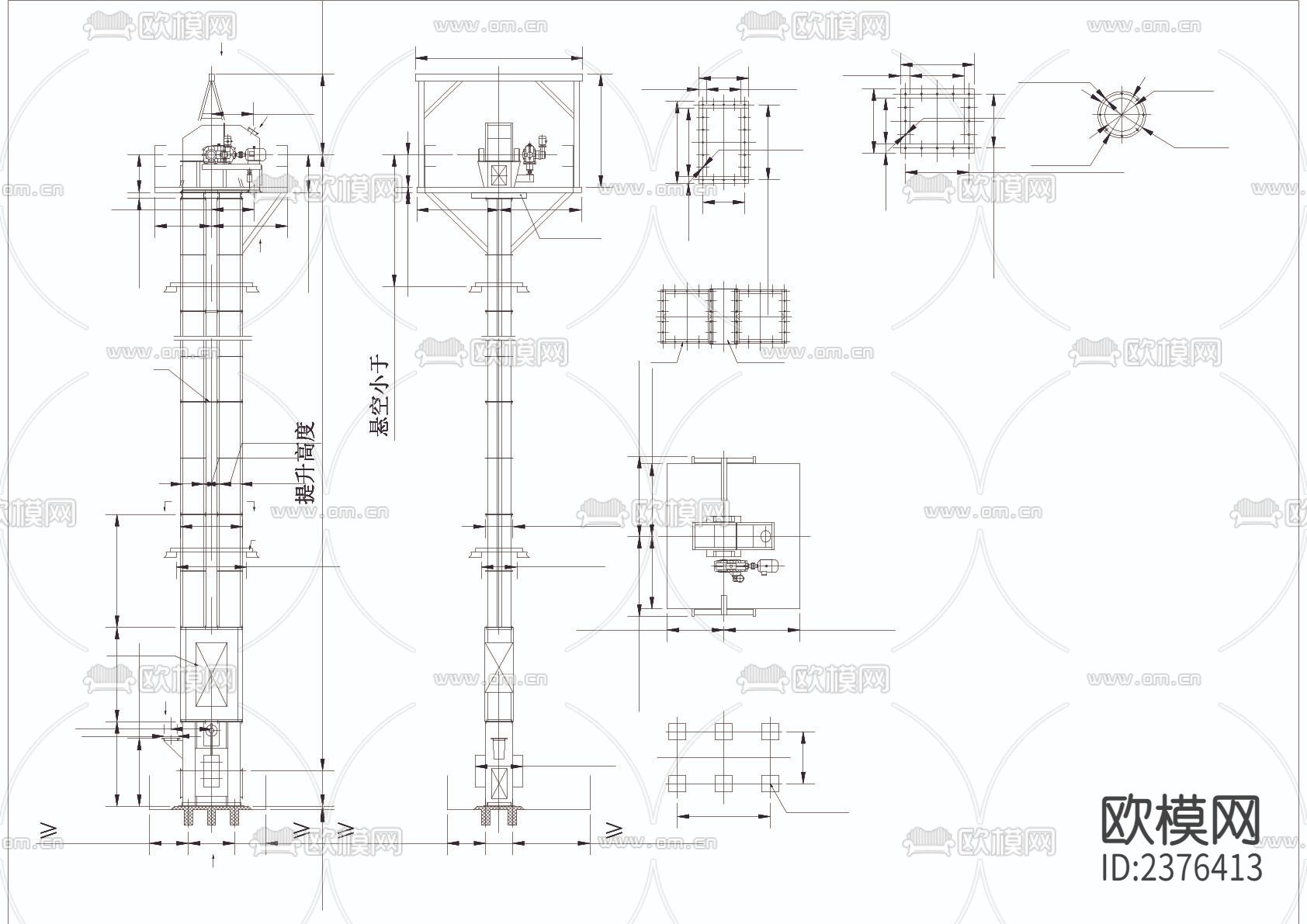 斗式提升机元素CAD施工图下载（渲染图2）