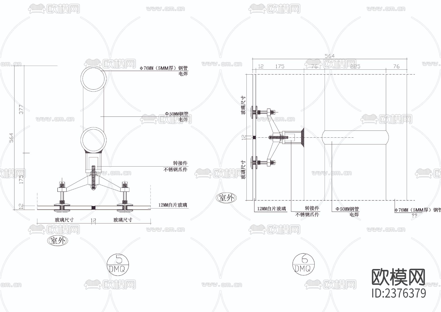 玻璃幕墙CAD施工图下载（渲染图2）